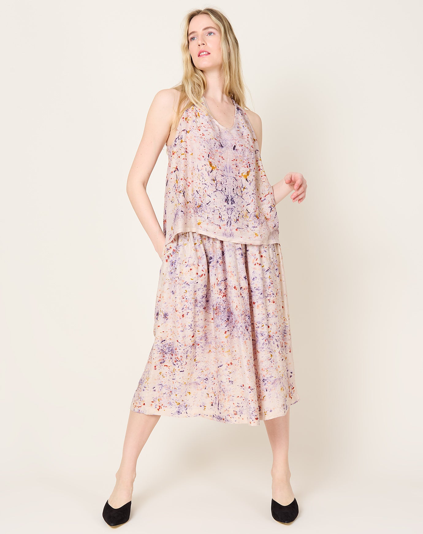 Anntian Silk Skirt in Bundle Plant Dye