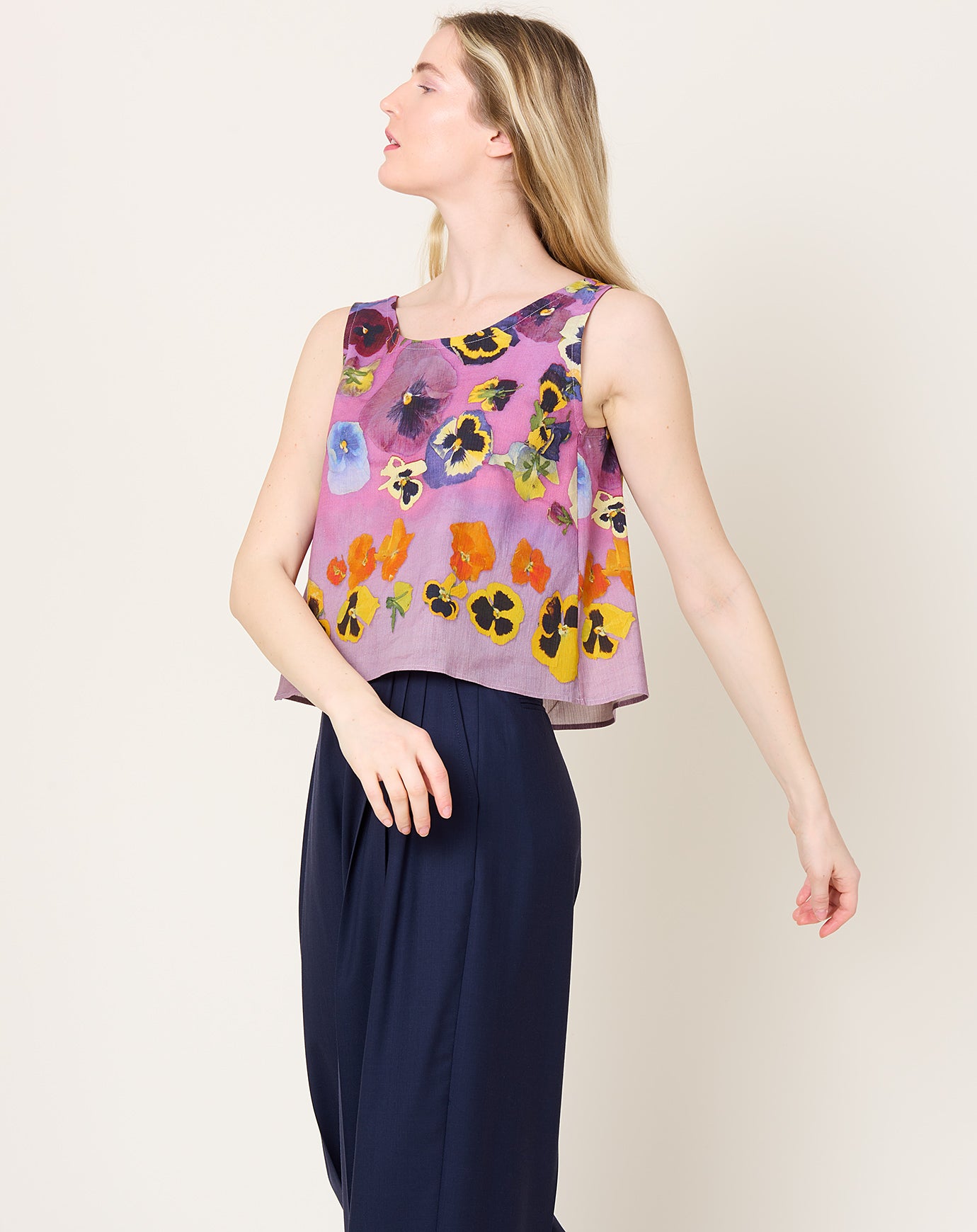 Anntian Summer Top in PRINT A Purple Pansies