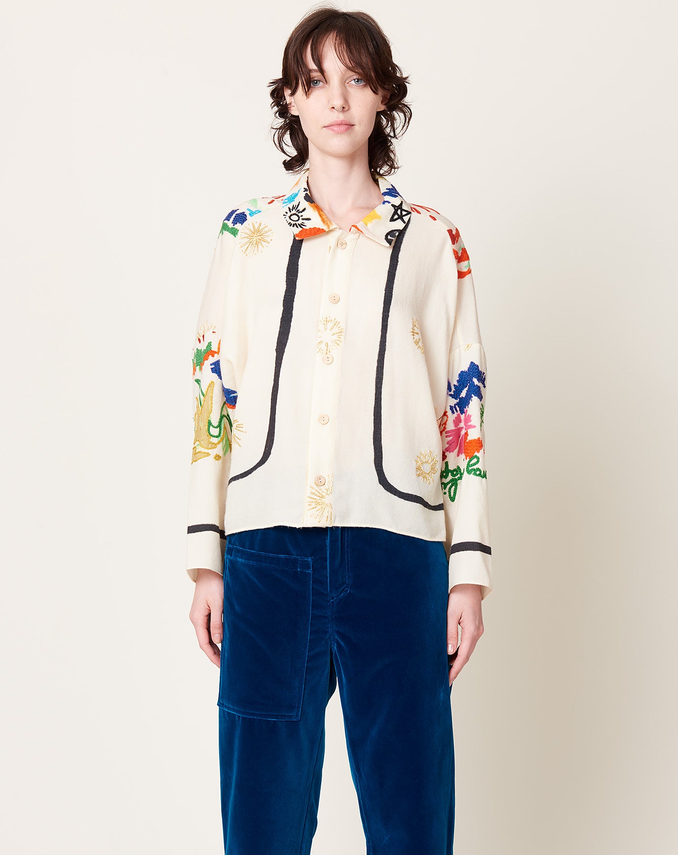 Anntian Hand Embroidered Wool Shirt