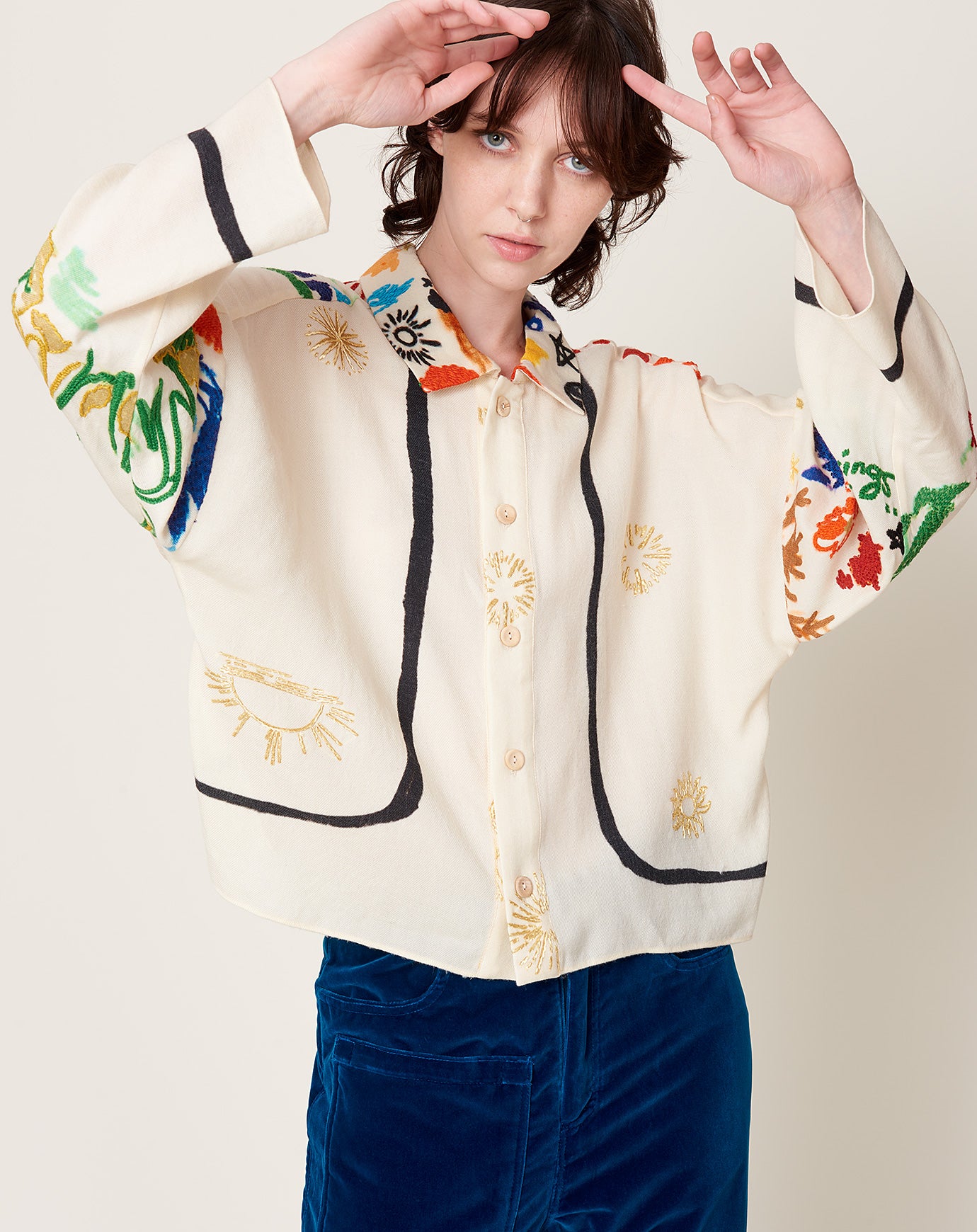 Anntian Hand Embroidered Wool Shirt