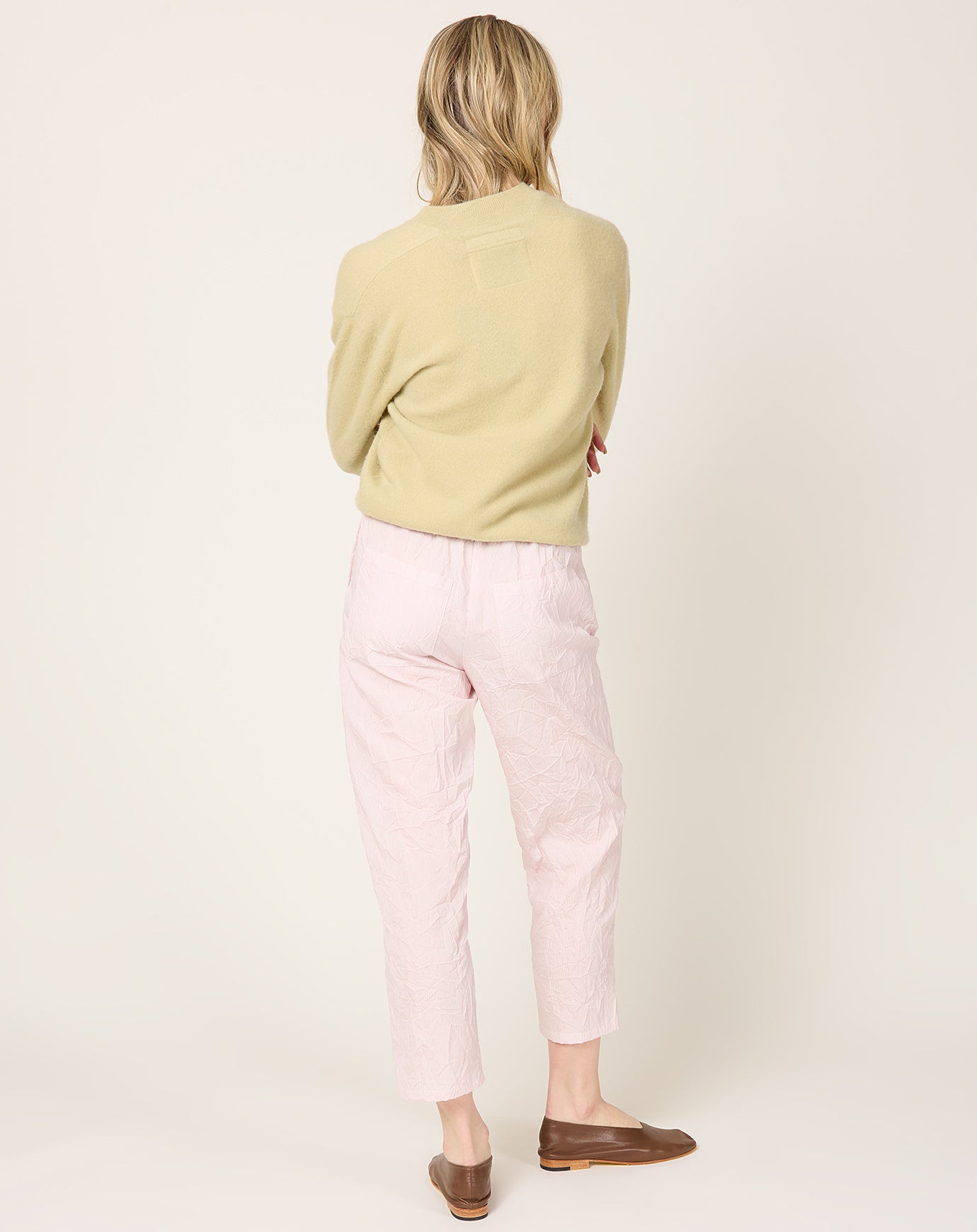 apuntob Striped Crinkle Tapered Trouser in Candy