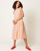 apuntob Sleeveless Gather Dress in White & Pupkin Micro Vichy Linen