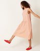 apuntob Sleeveless Gather Dress in White & Pupkin Micro Vichy Linen