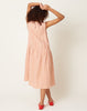 apuntob Sleeveless Gather Dress in White & Pupkin Micro Vichy Linen