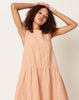 apuntob Sleeveless Gather Dress in White & Pupkin Micro Vichy Linen