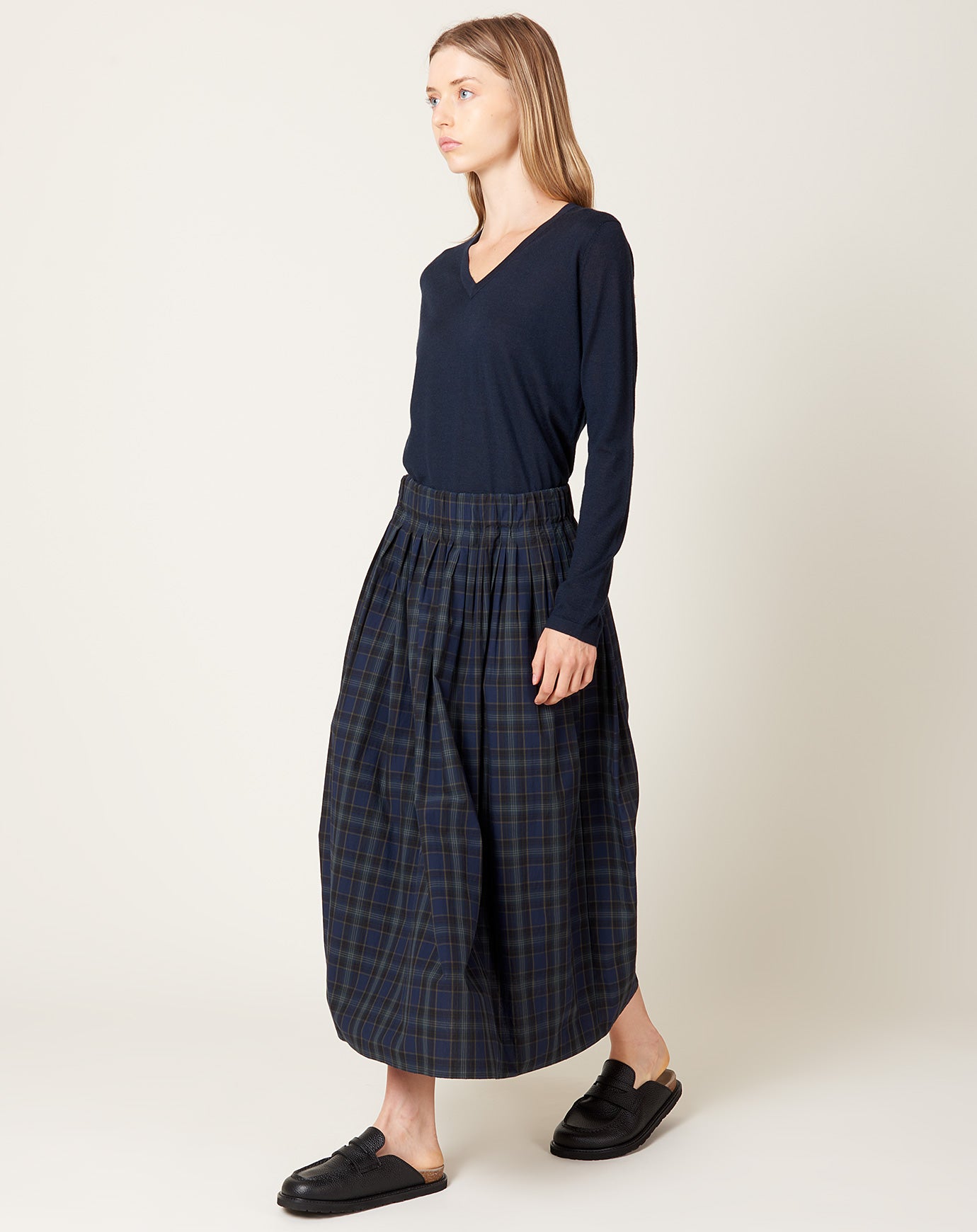 apuntob Tartan Poplin Skirt in Blue