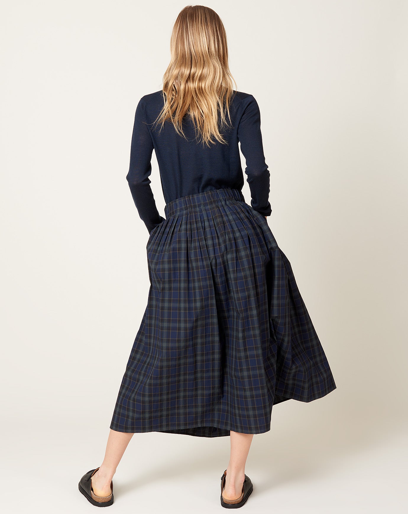 apuntob Tartan Poplin Skirt in Blue