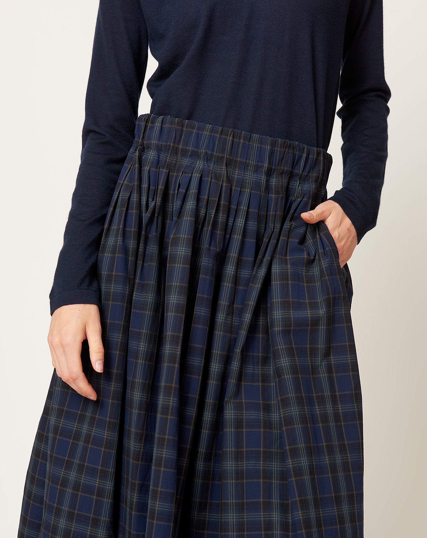 apuntob Tartan Poplin Skirt in Blue