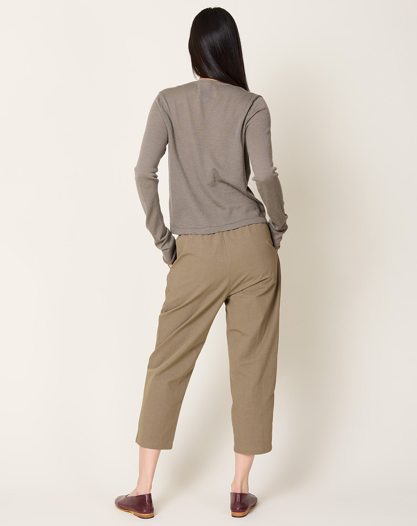 apuntob Pleat Front Trouser in Mud Heavy Cotton