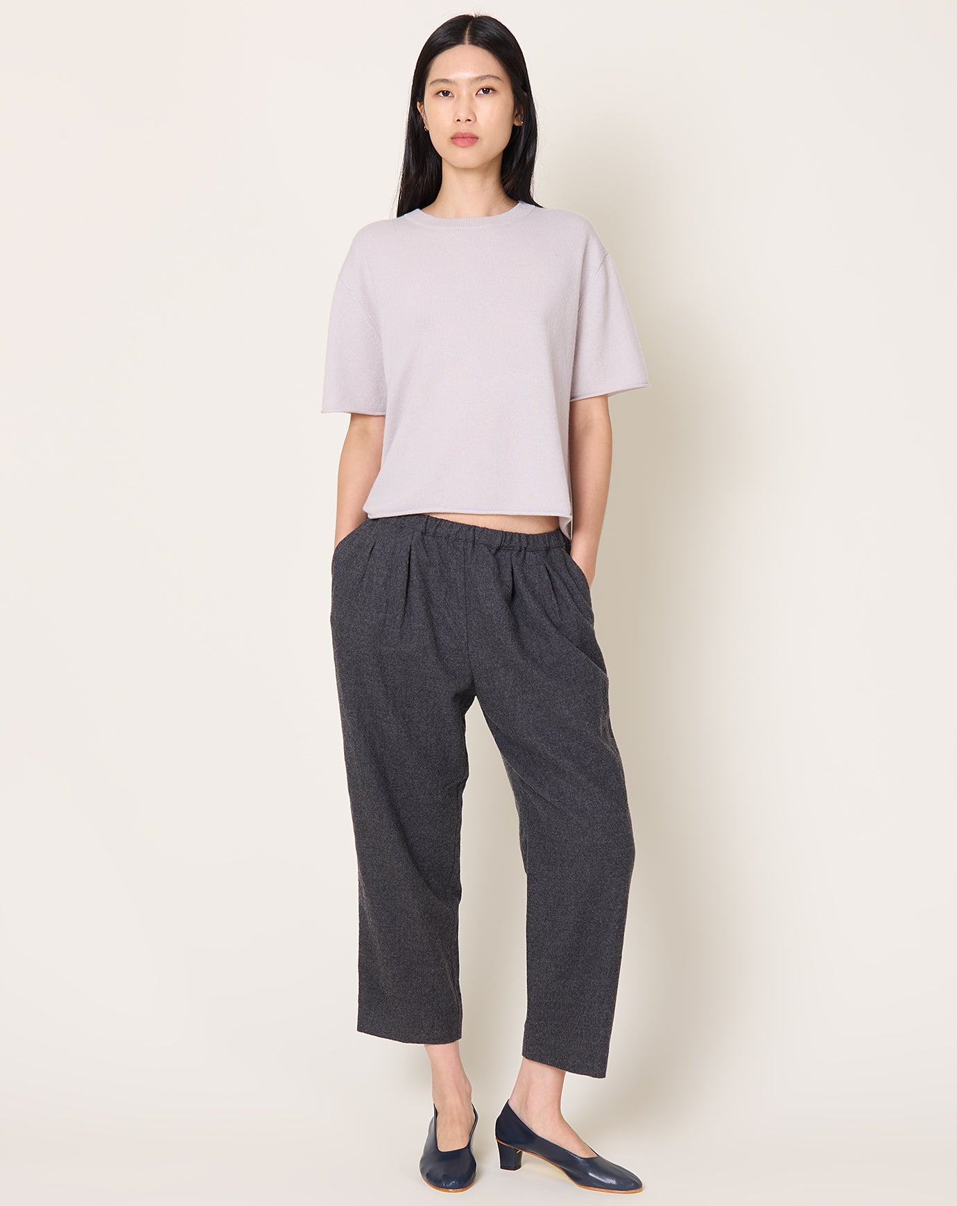 apuntob Wool Pleat Front Trouser in Cement