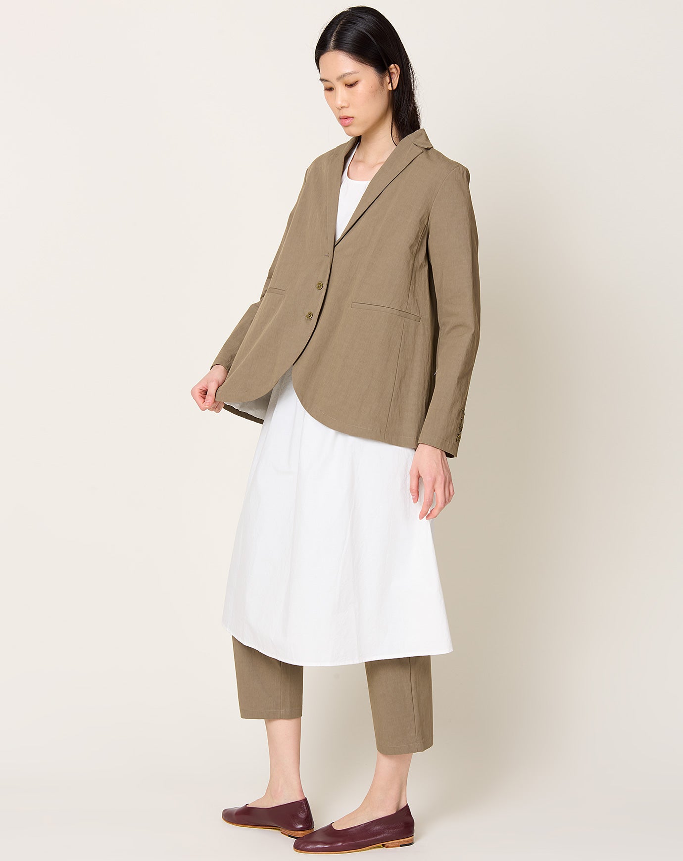 apuntob Heavy Cotton A-line Jacket in Mud