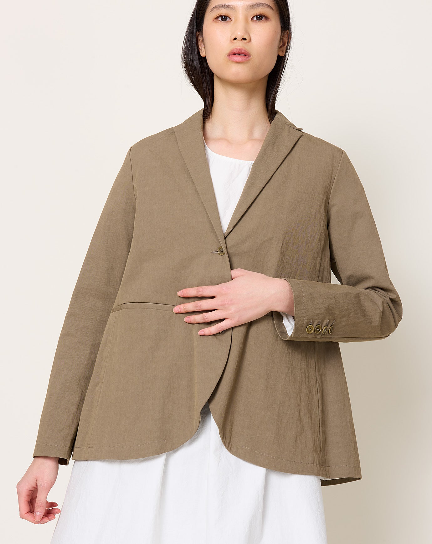 apuntob Heavy Cotton A-line Jacket in Mud