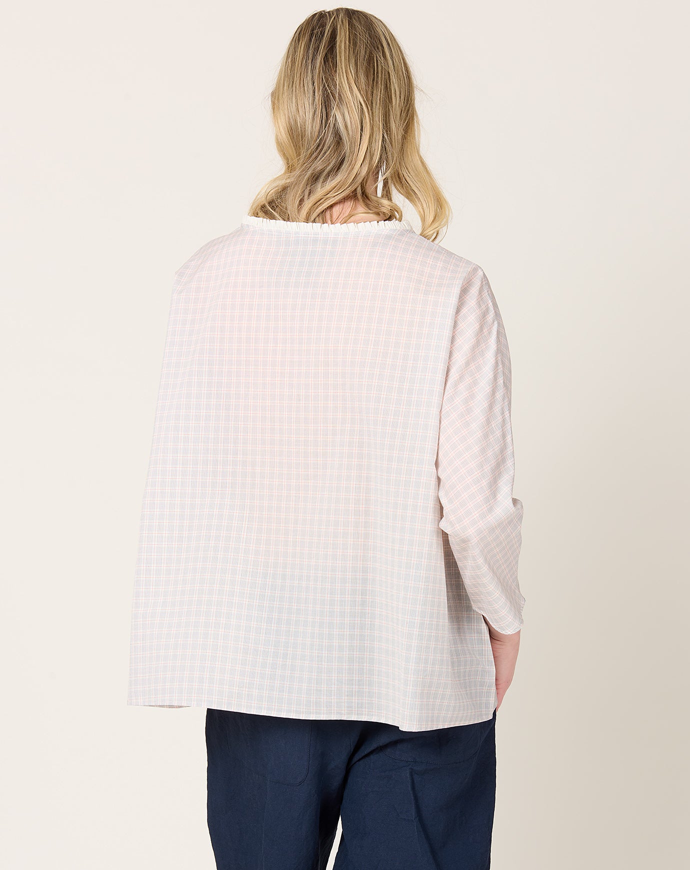 apuntob Silk Cotton Tartan Top in Tomato