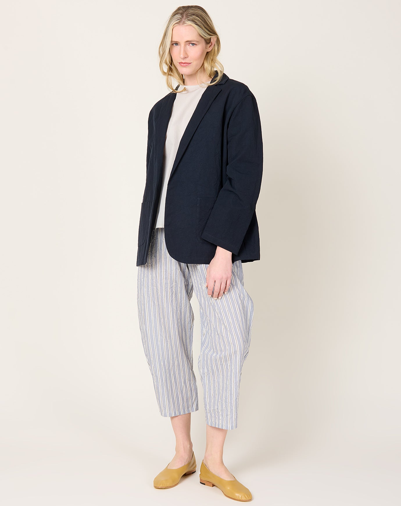 apuntob Heavy Cotton Linen Open Jacket in Abyss