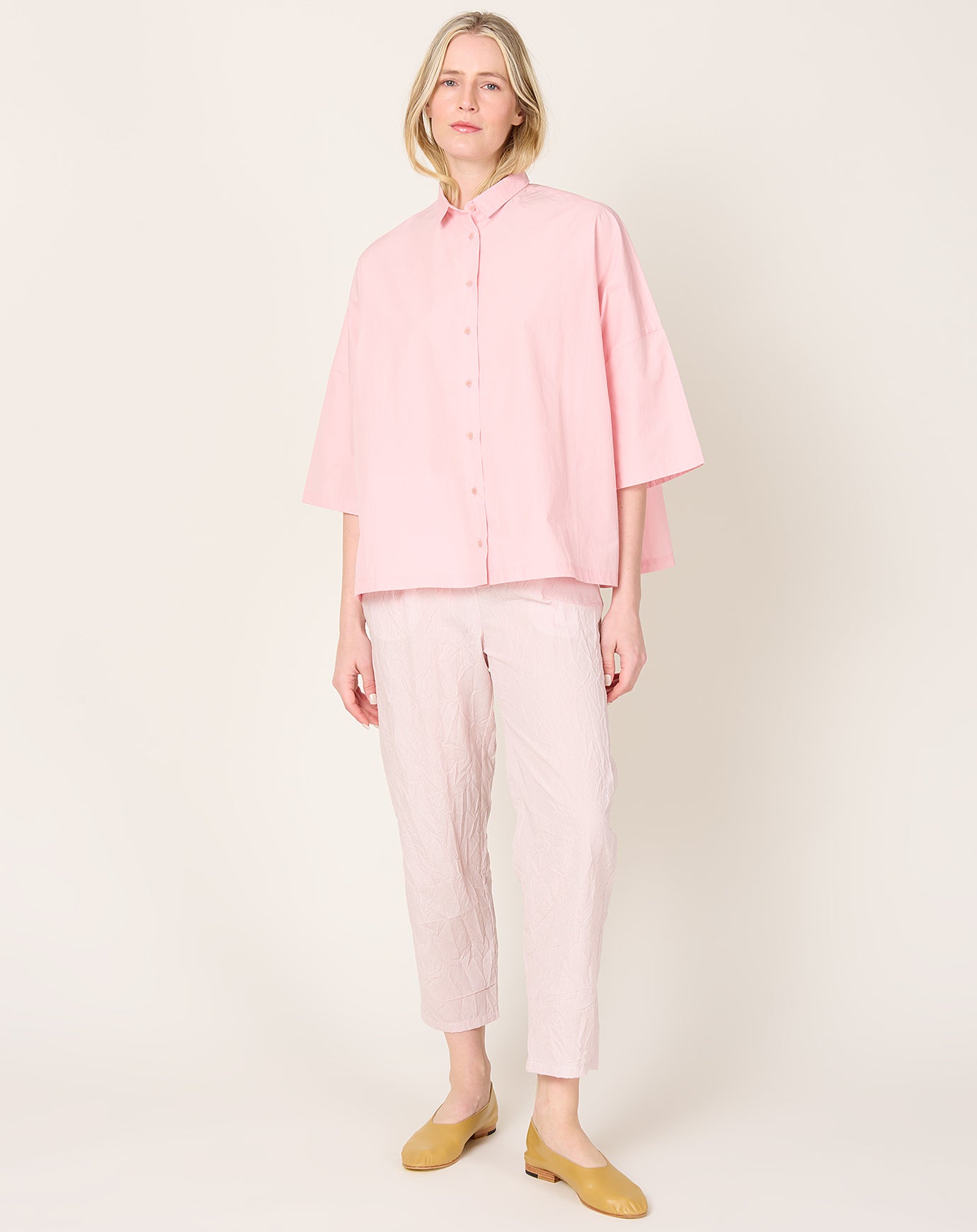 apuntob Boxy Poplin Shirt in Candy