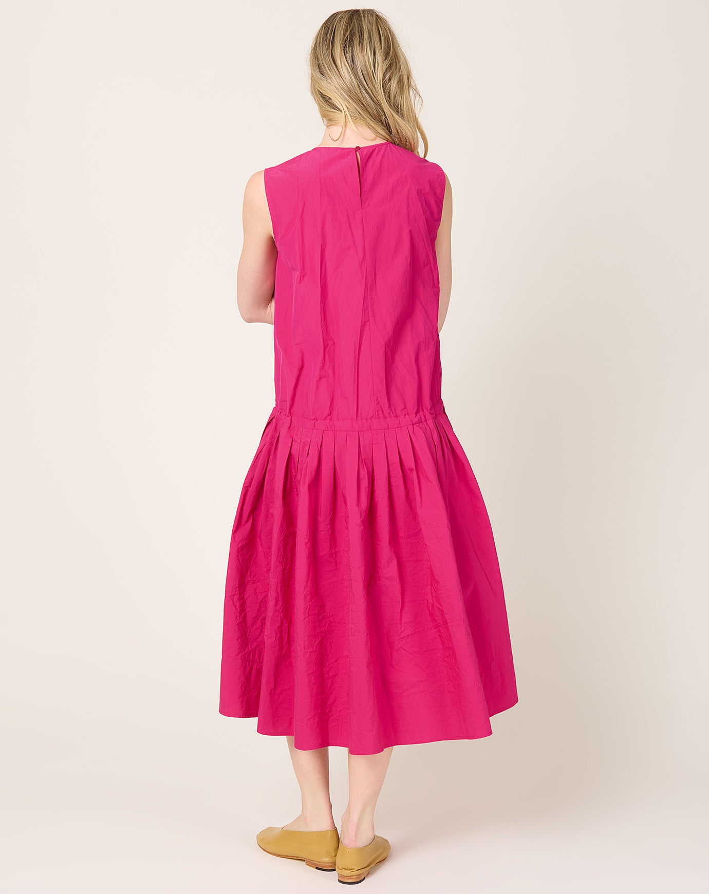 apuntob Drop Waist Dress in Raspberry Tech Poplin