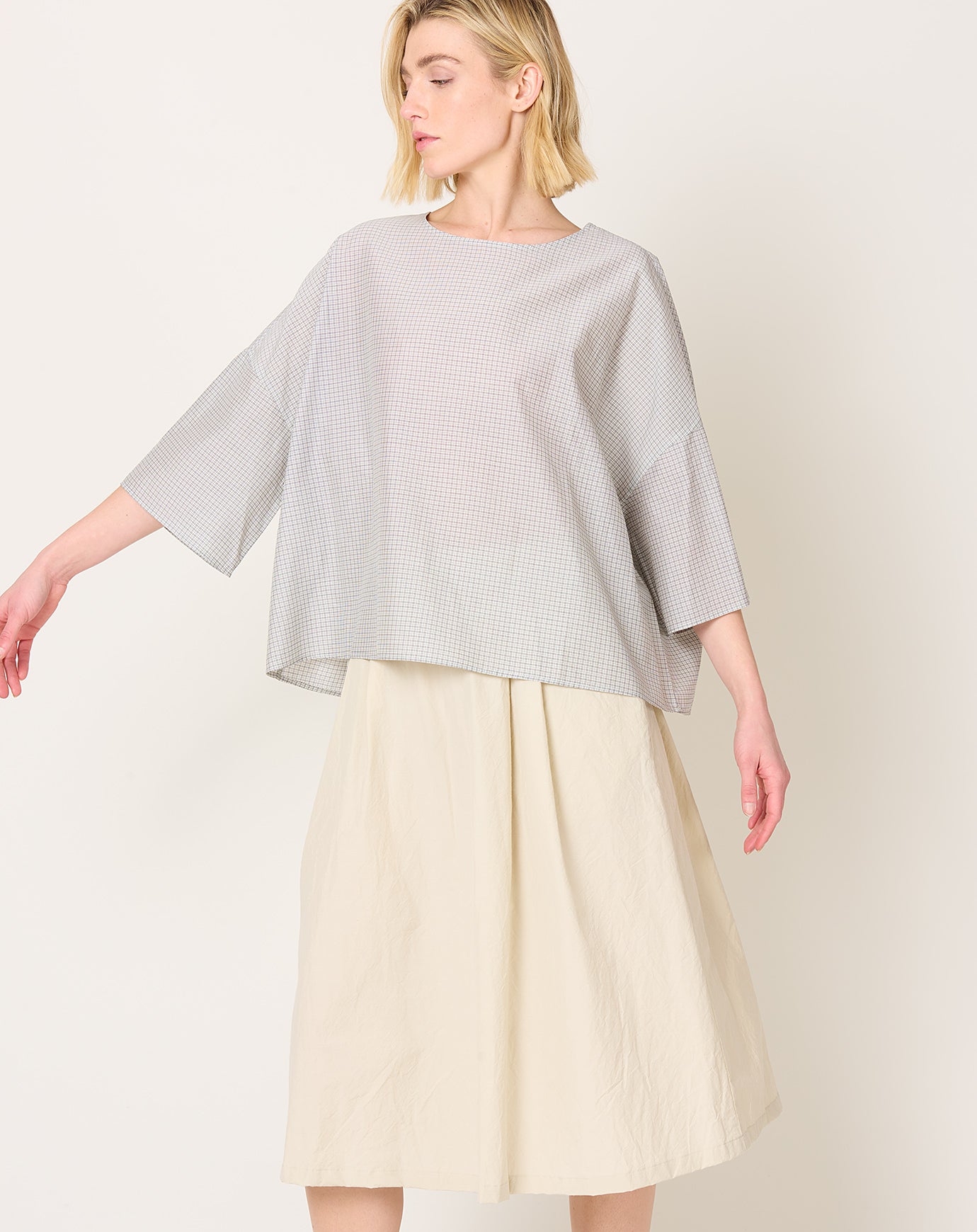 apuntob Micro Vichy Shirt in Black Sesame