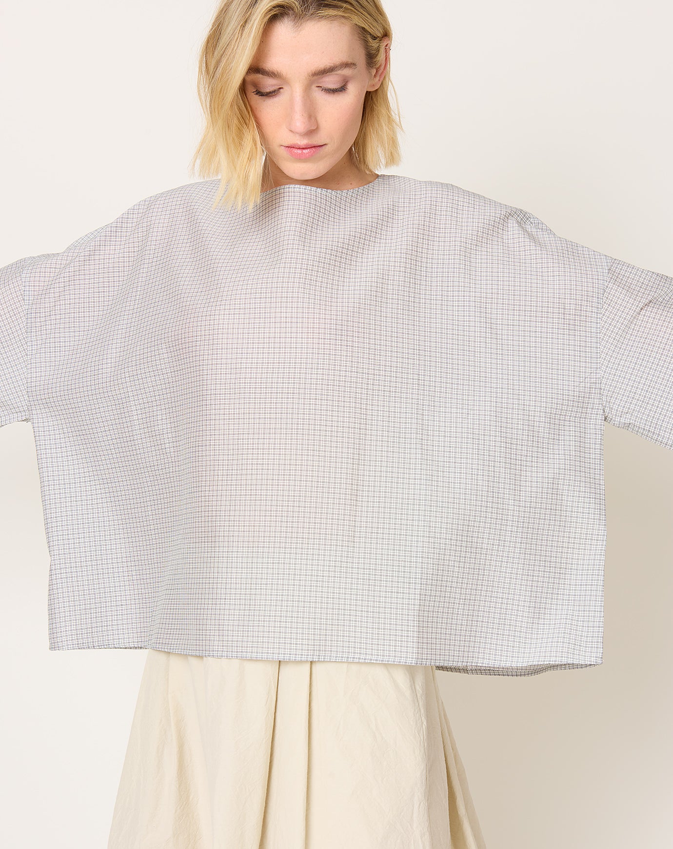 apuntob Micro Vichy Shirt in Black Sesame