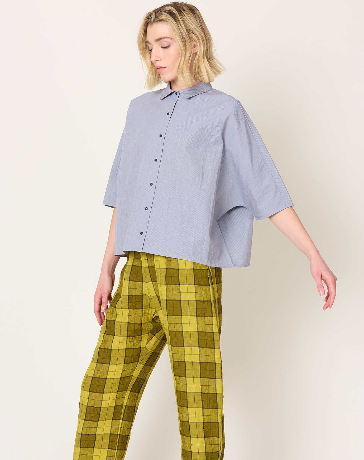 apuntob Micro Vichy Shirt in Black Sesame