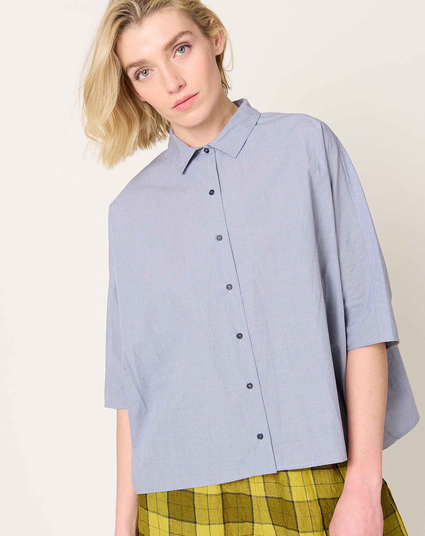 apuntob Micro Vichy Shirt in Black Sesame