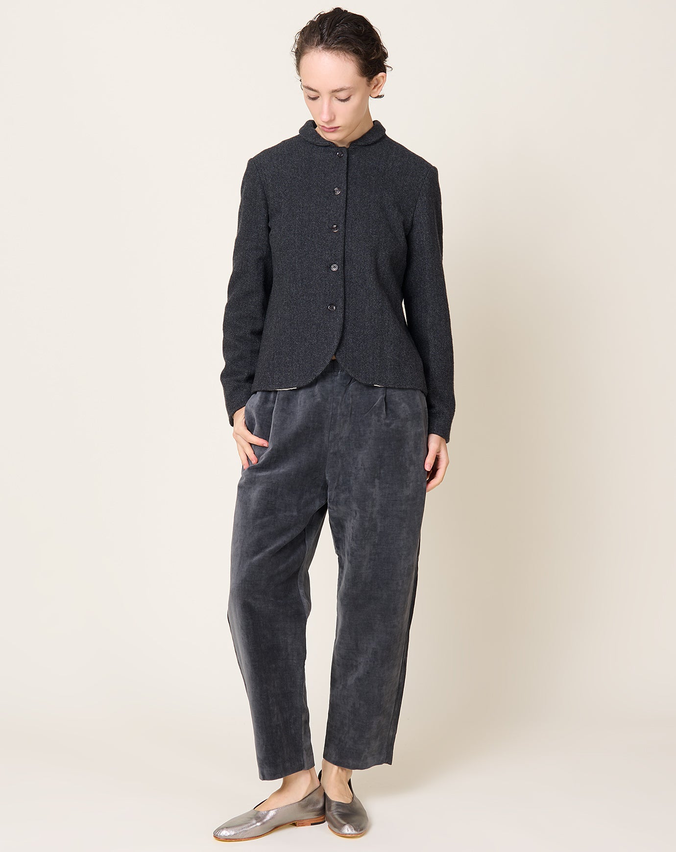 apuntob Herringbone Cashmere Jacket in Cement