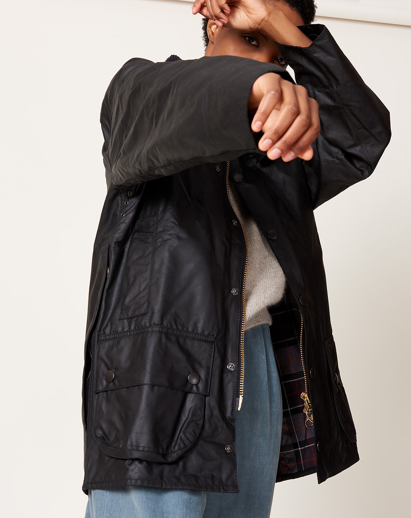 Beaufort Wax Jacket in Black Barbour Covet Lou Covet Lou