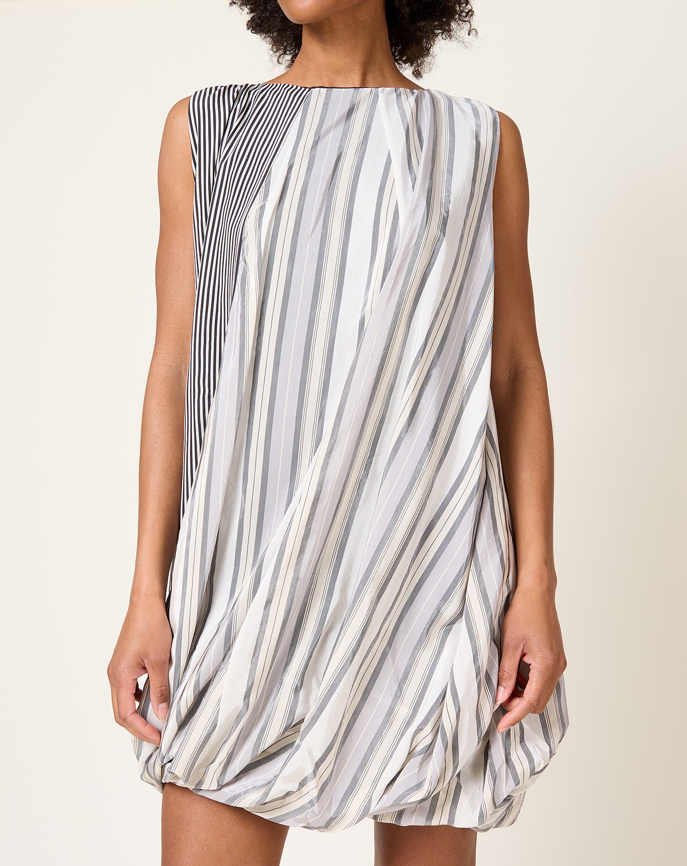 Baserange Bella Dress in Grey Stripe