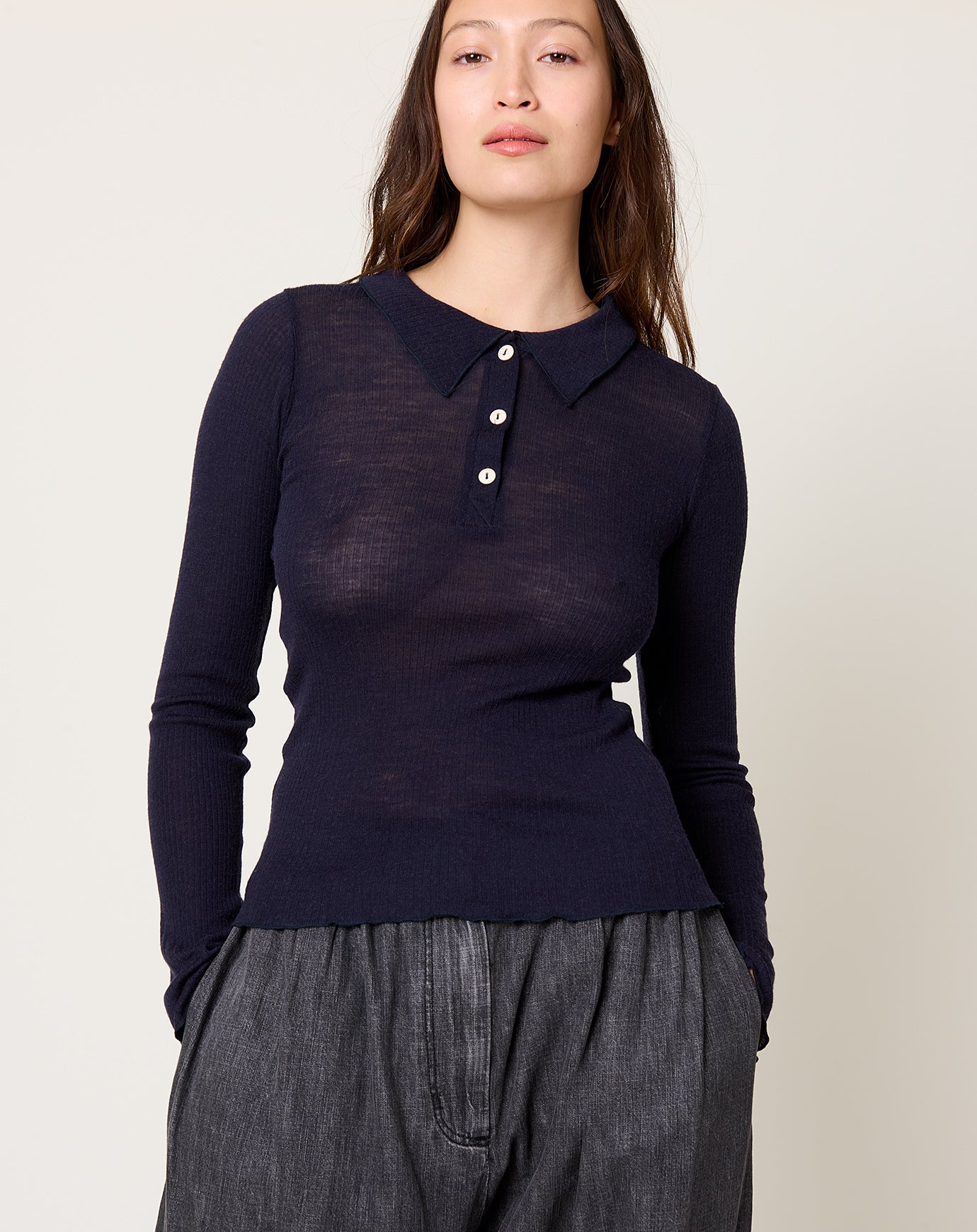 Baserange Dual Long Sleeve Tee in Murano Navy