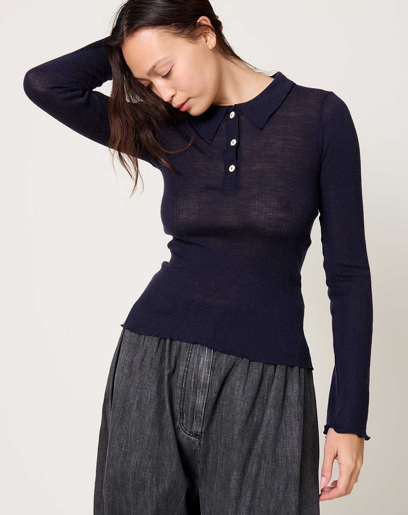 Baserange Dual Long Sleeve Tee in Murano Navy