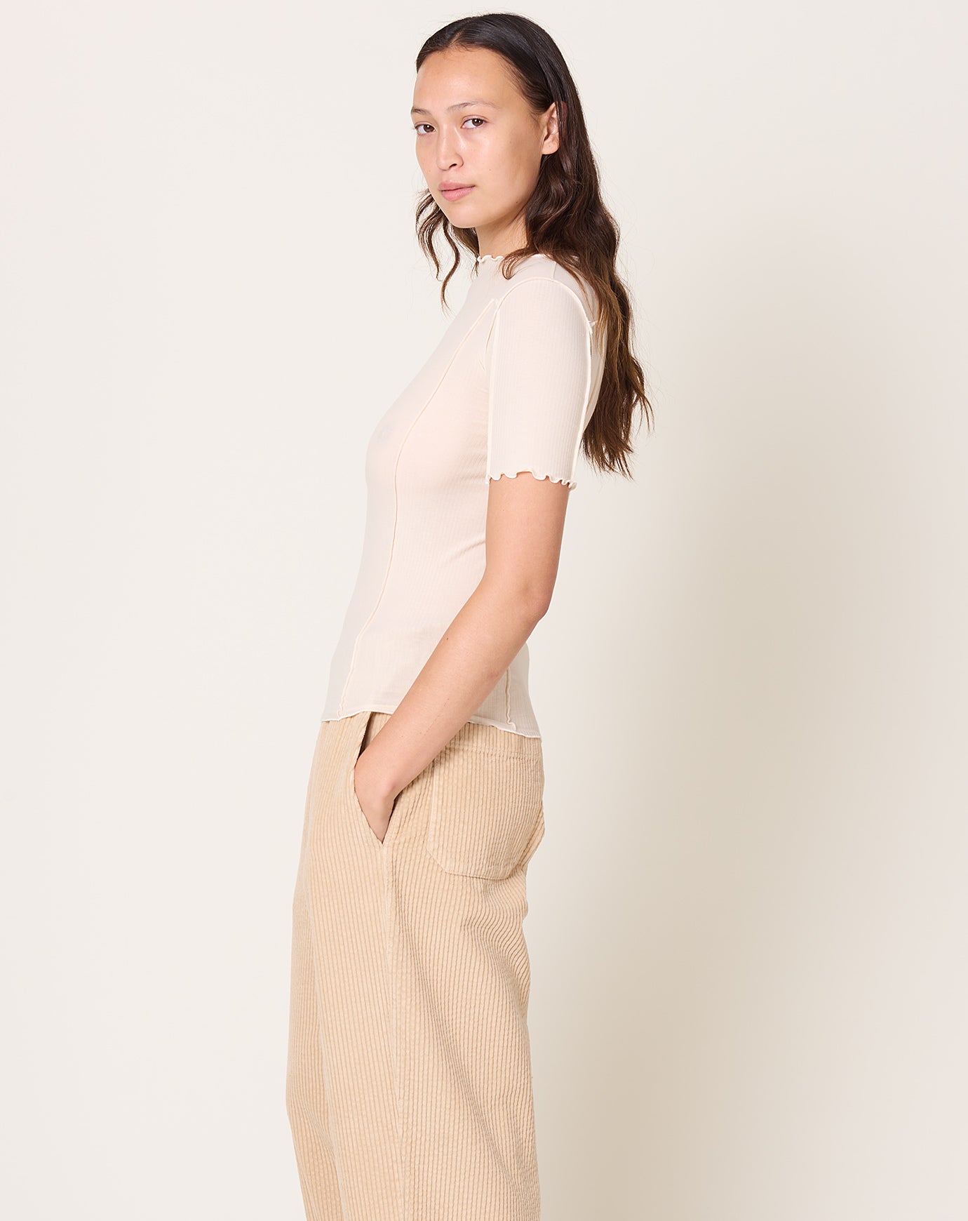 Baserange Omato 3/4 Tee Shirt in Off White