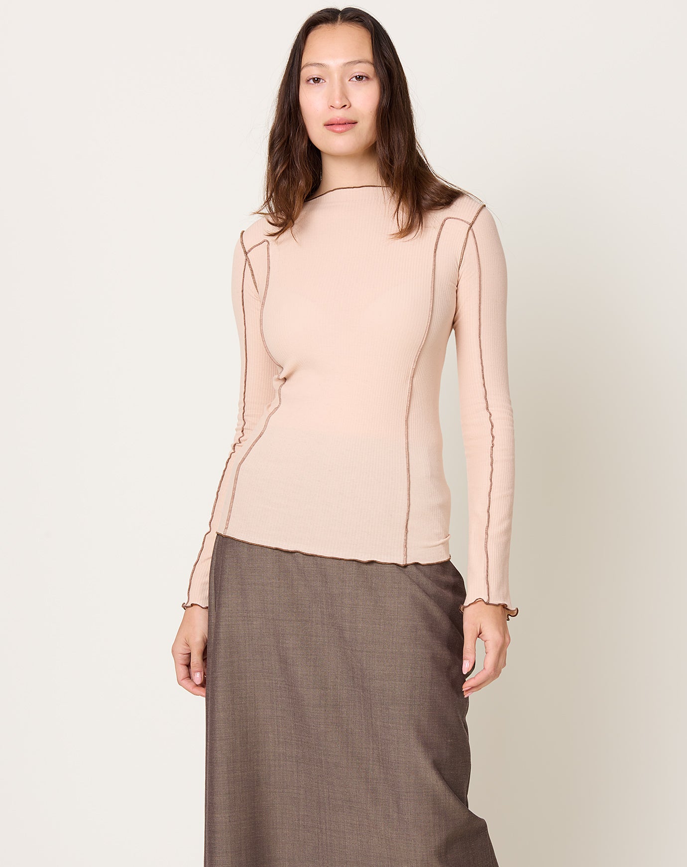 Baserange Omato Long Sleeve Tee in Tin Beige