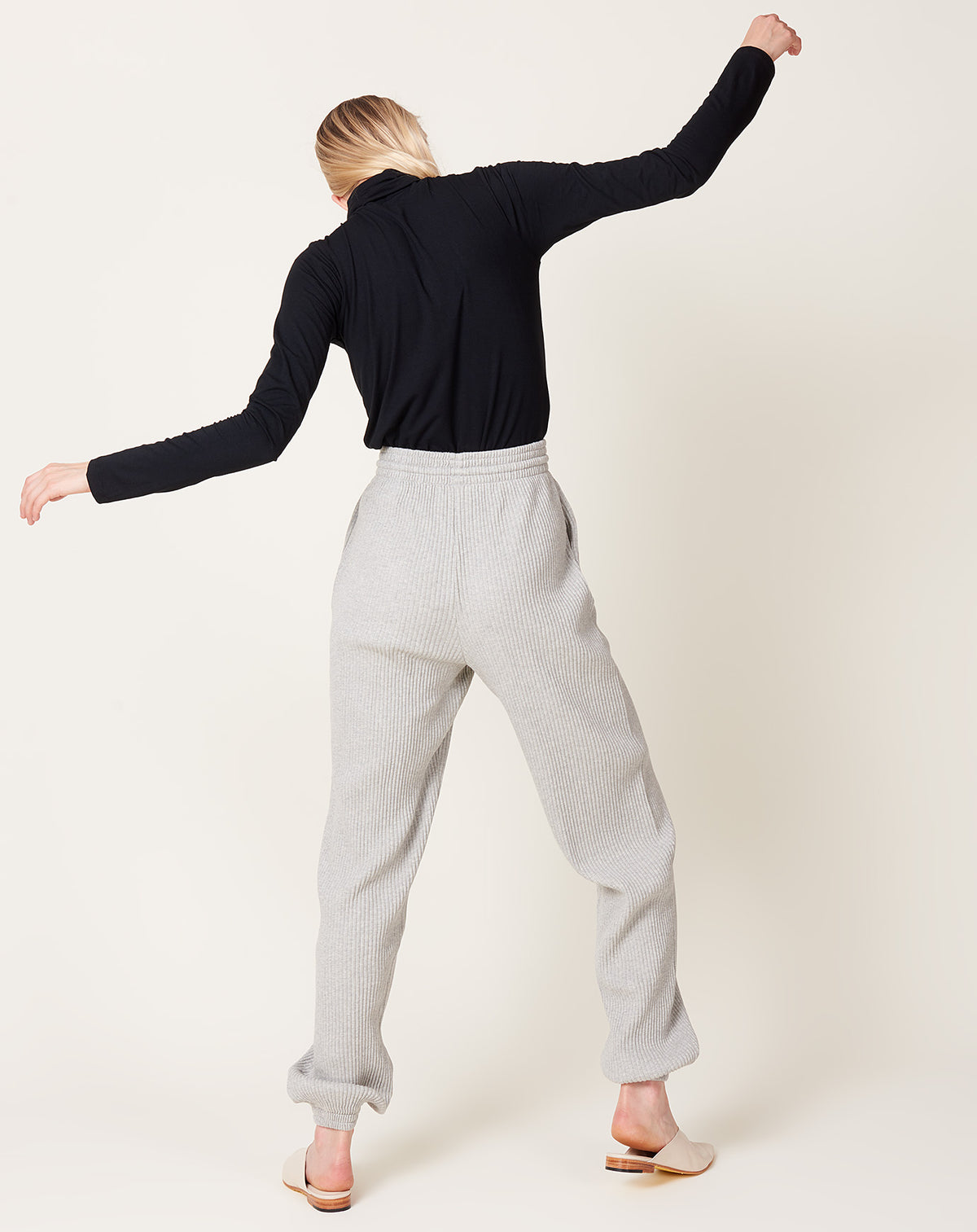 Fleece Rib Sweat Pants in Grey Melange Fleece Rib | Baserange | Covet + Lou ...