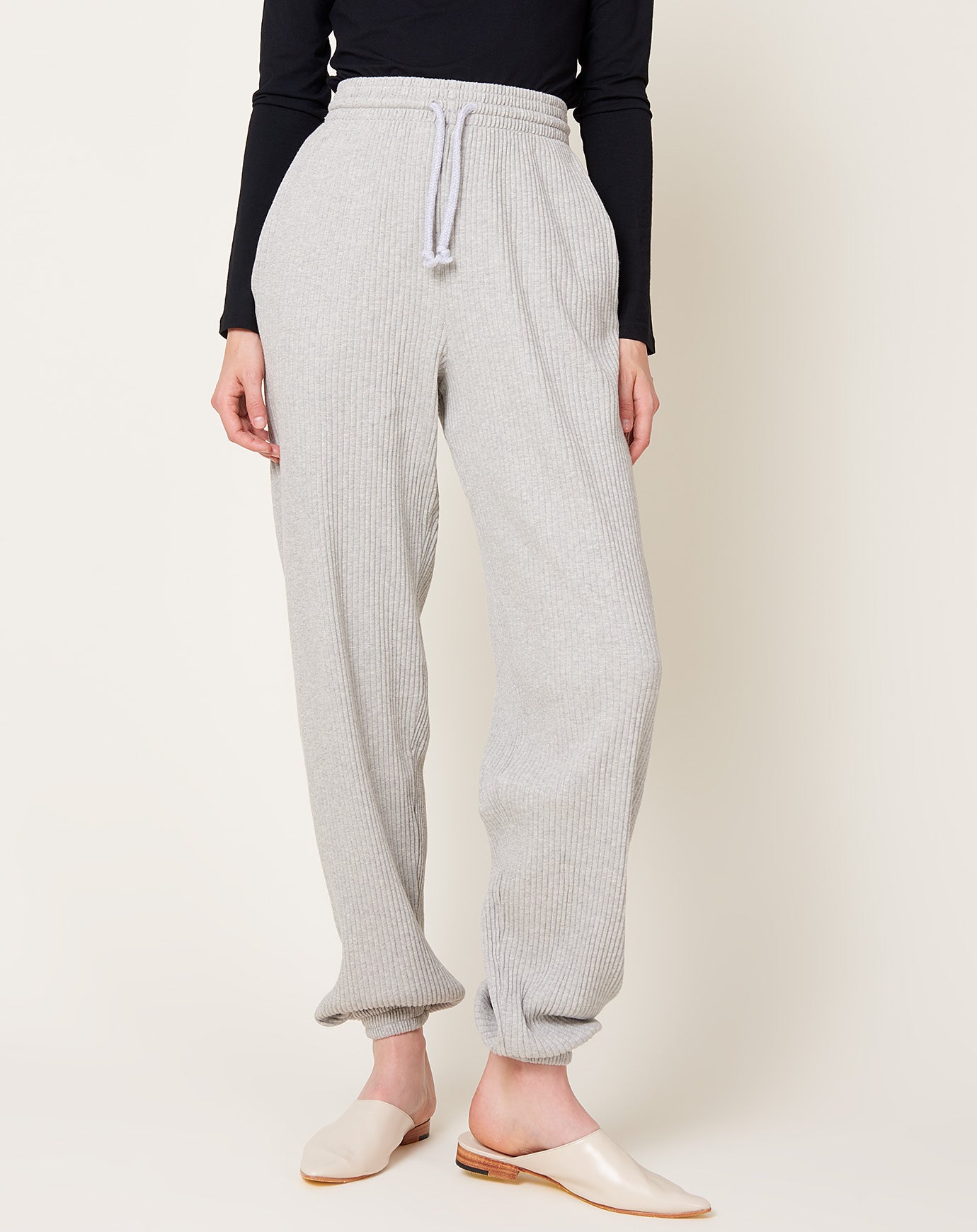 Organic Fleece Cotton Sweatpants Grey Melange