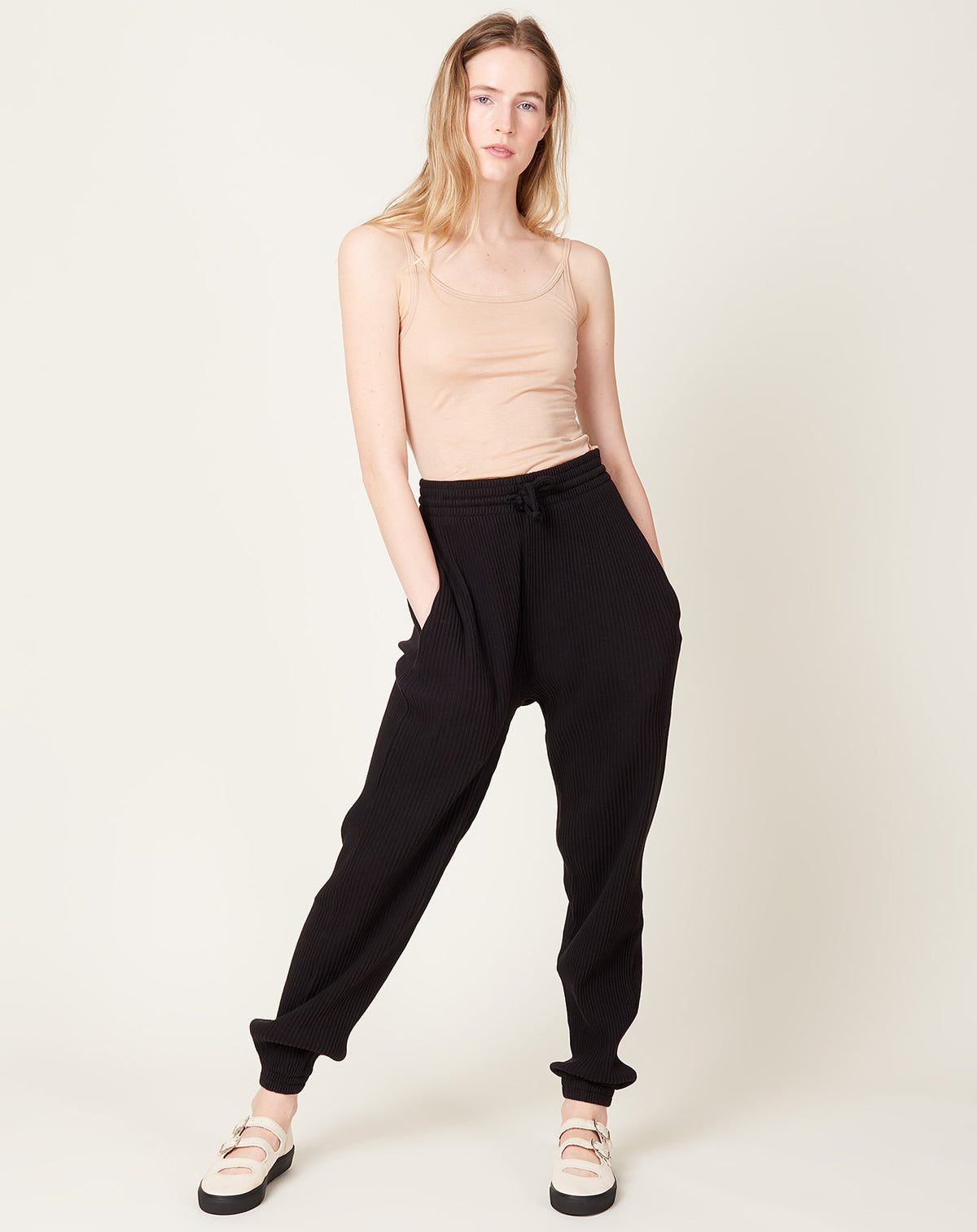 Sweat Pants in Black Fleece Rib | Baserange | Covet + Lou | Covet + Lou