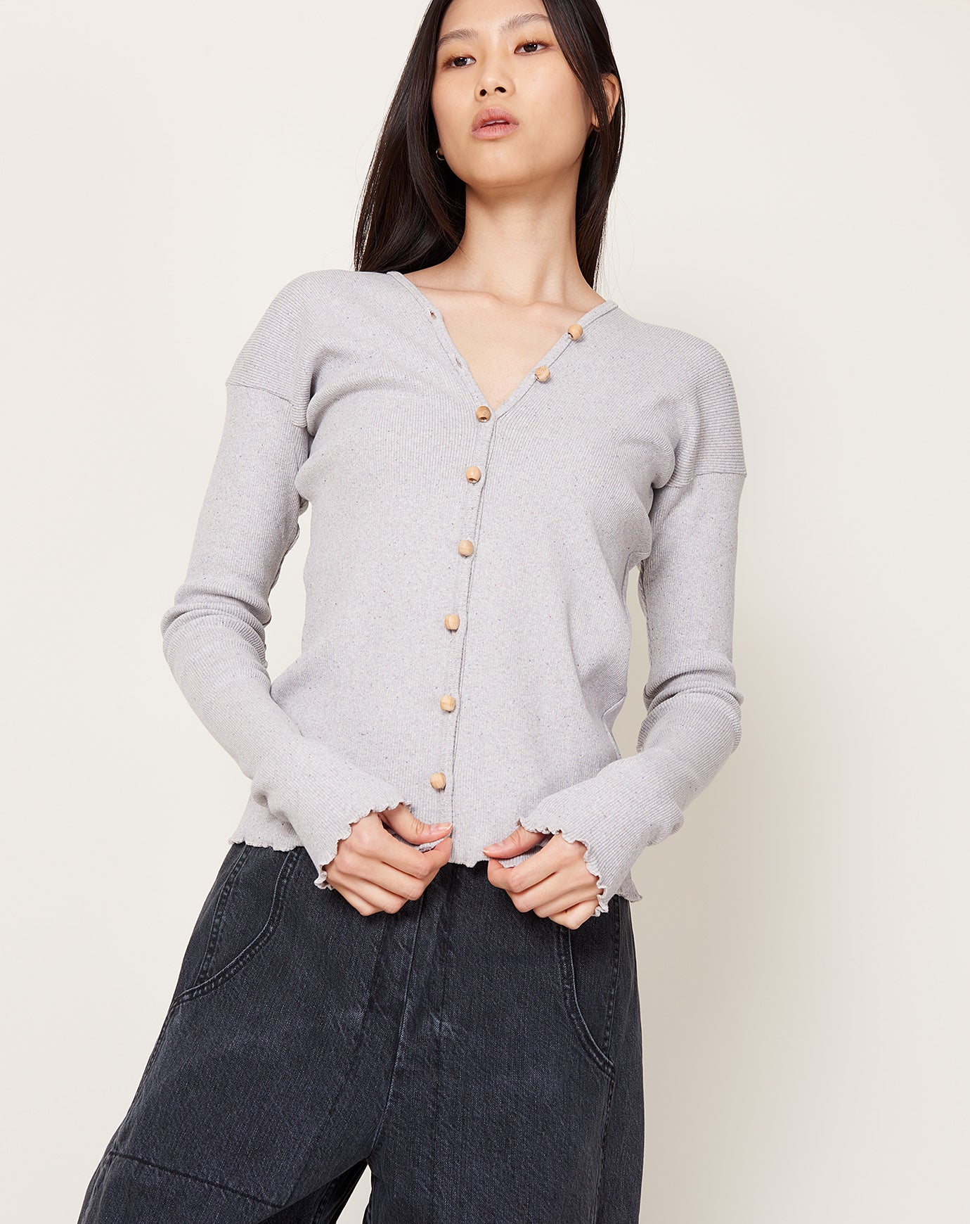 Baserange Tav Cardigan in Grey Melange