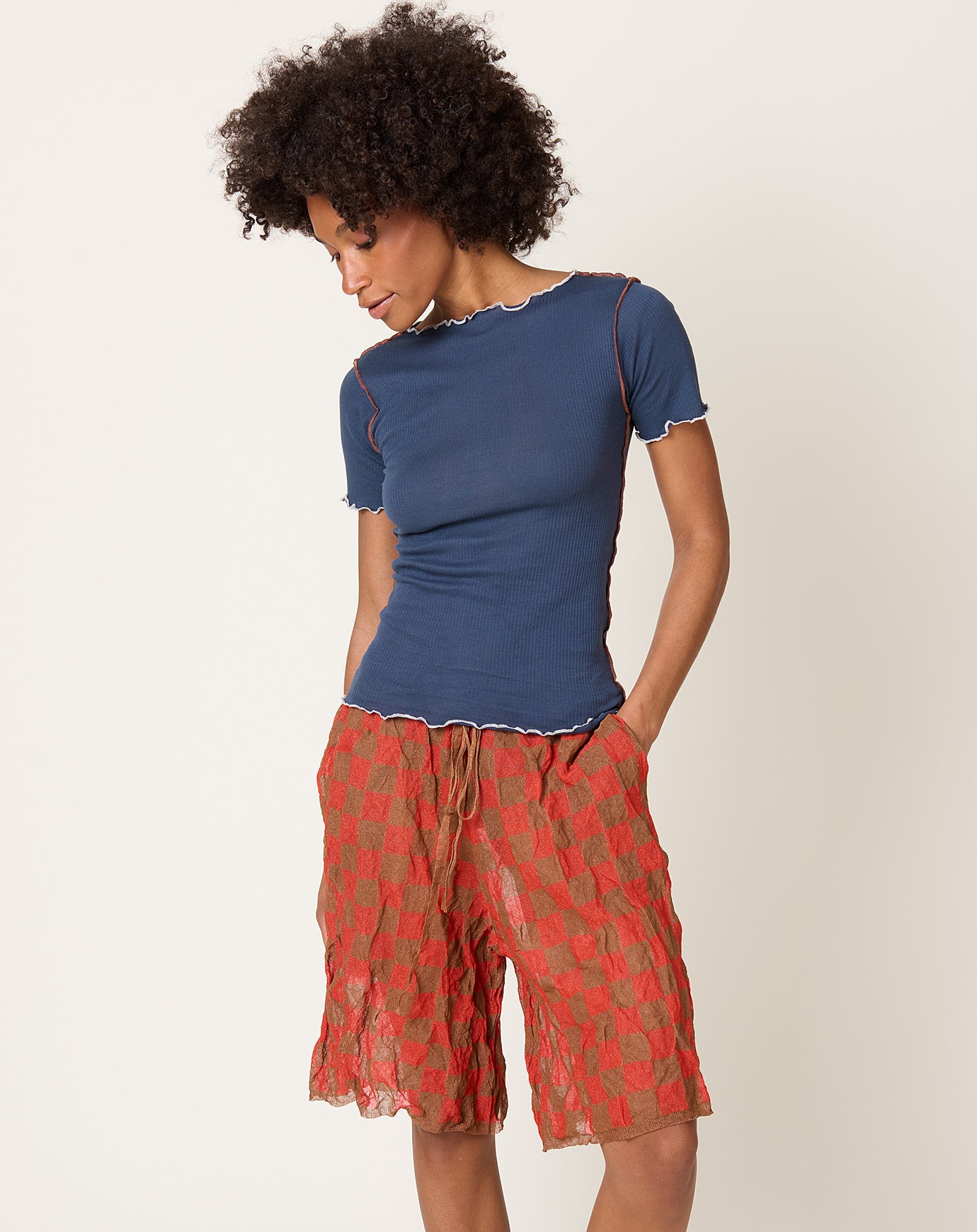 Baserange Vein Tee Shirt in Preston Blue
