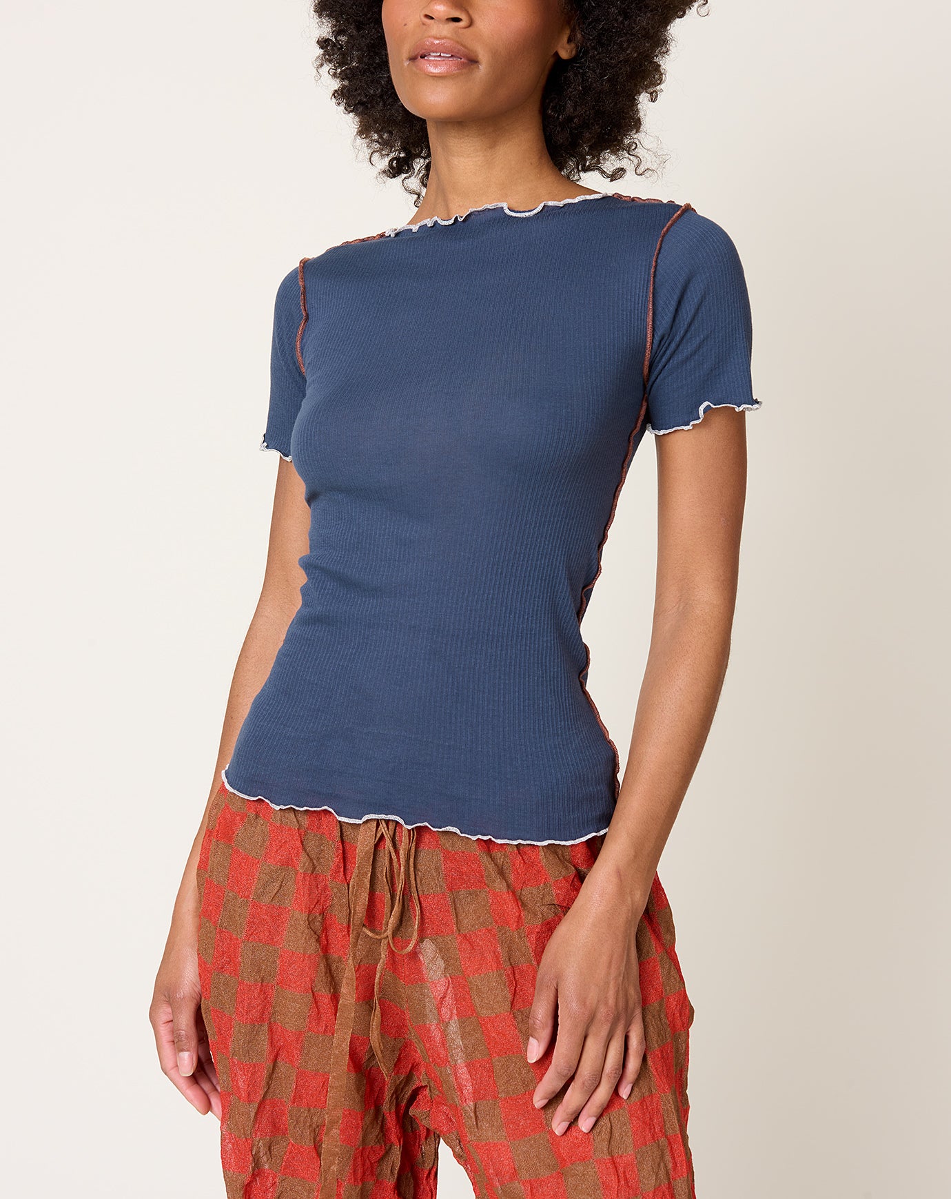 Baserange Vein Tee Shirt in Preston Blue
