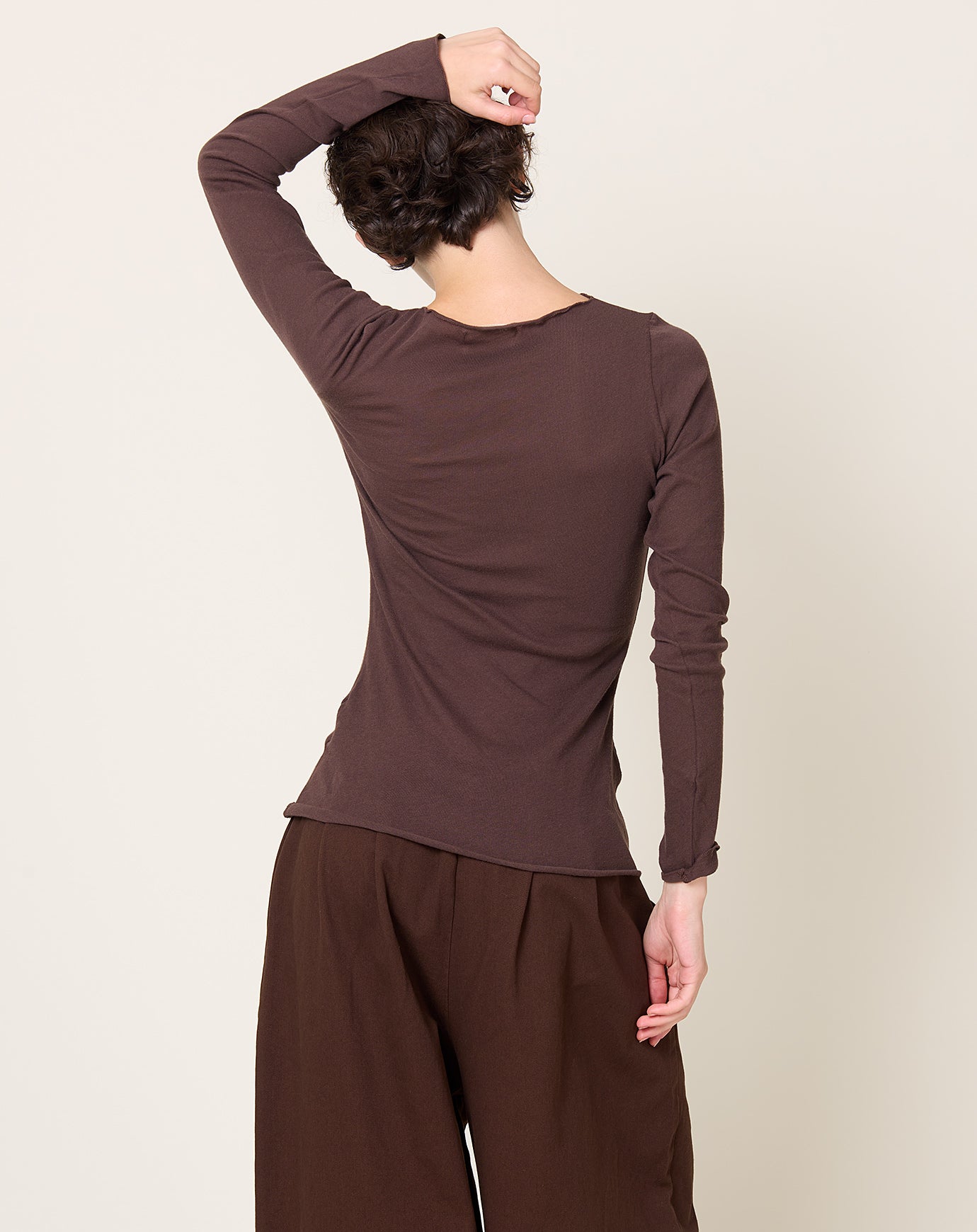 Black Crane Boat Neck Long Sleeve in Dark Plum