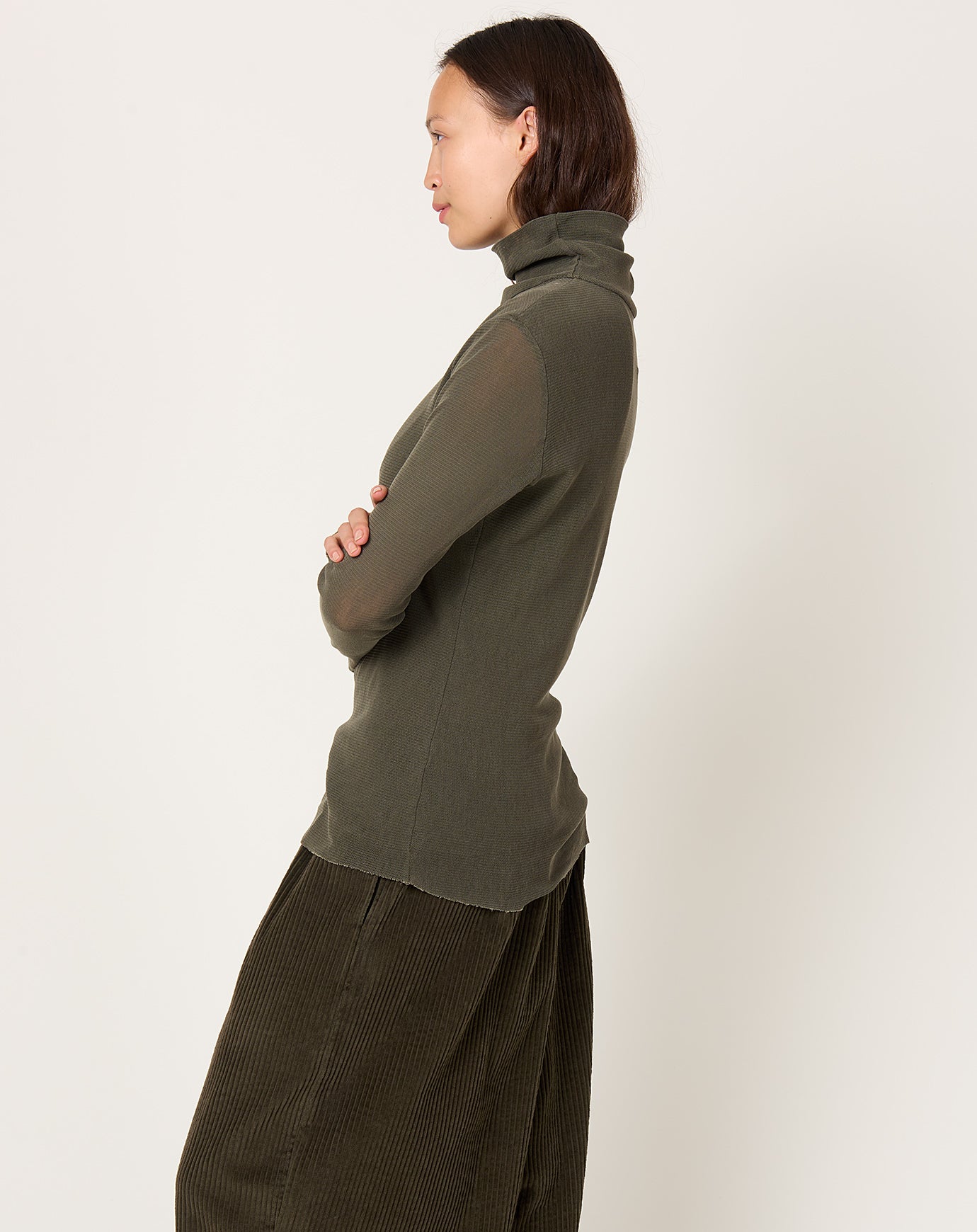 Black Crane Double Mesh Turtleneck in Slate