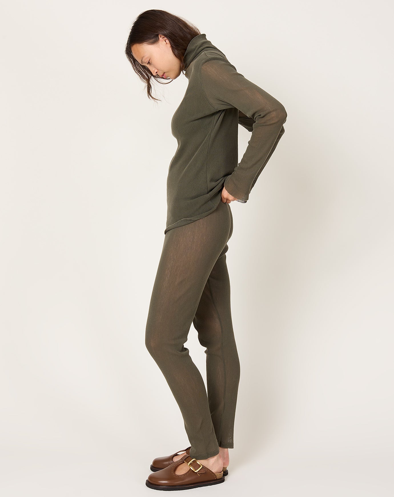 Black Crane Mesh Leggings in Slate