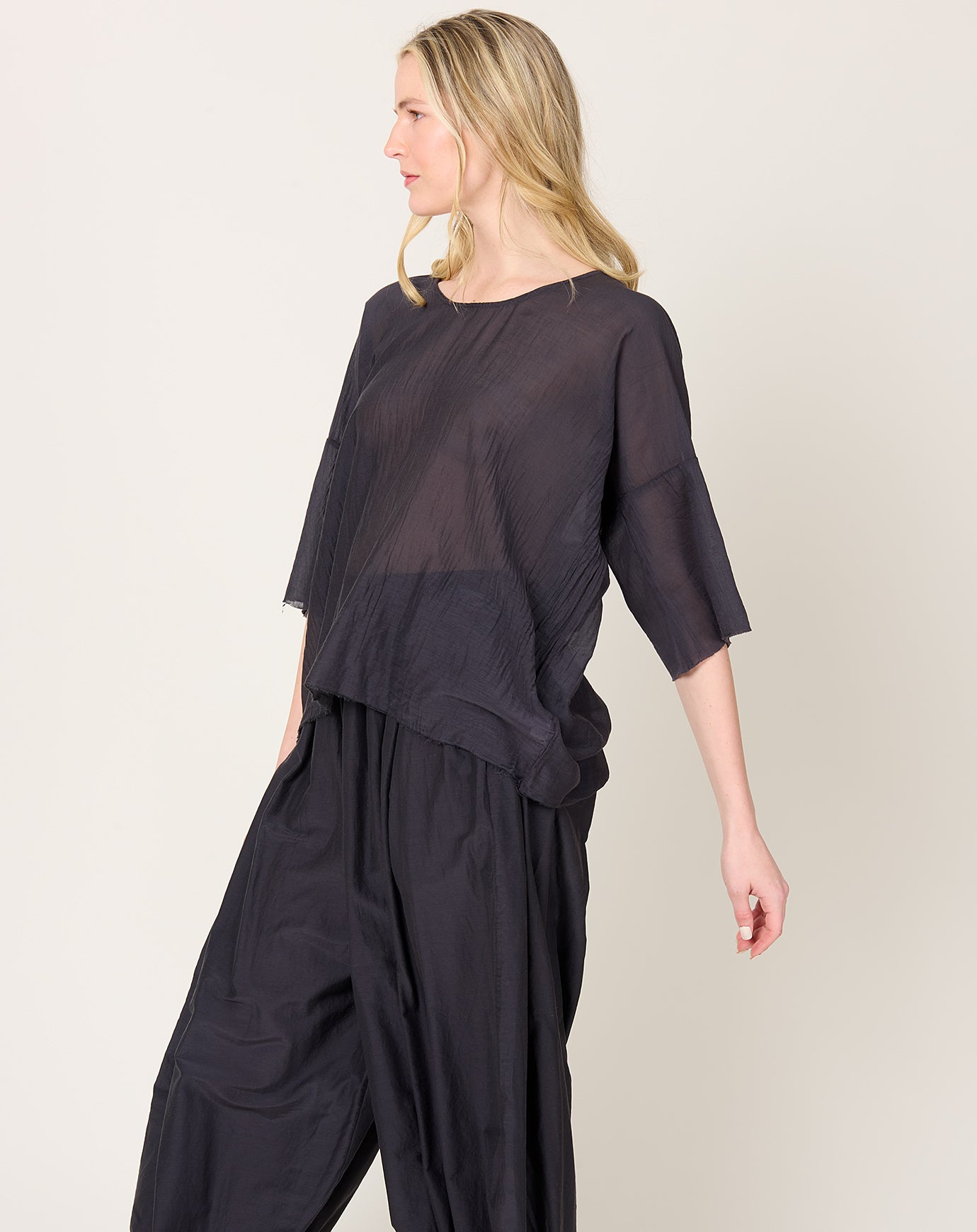Black Crane Oversized Top in Faded Black