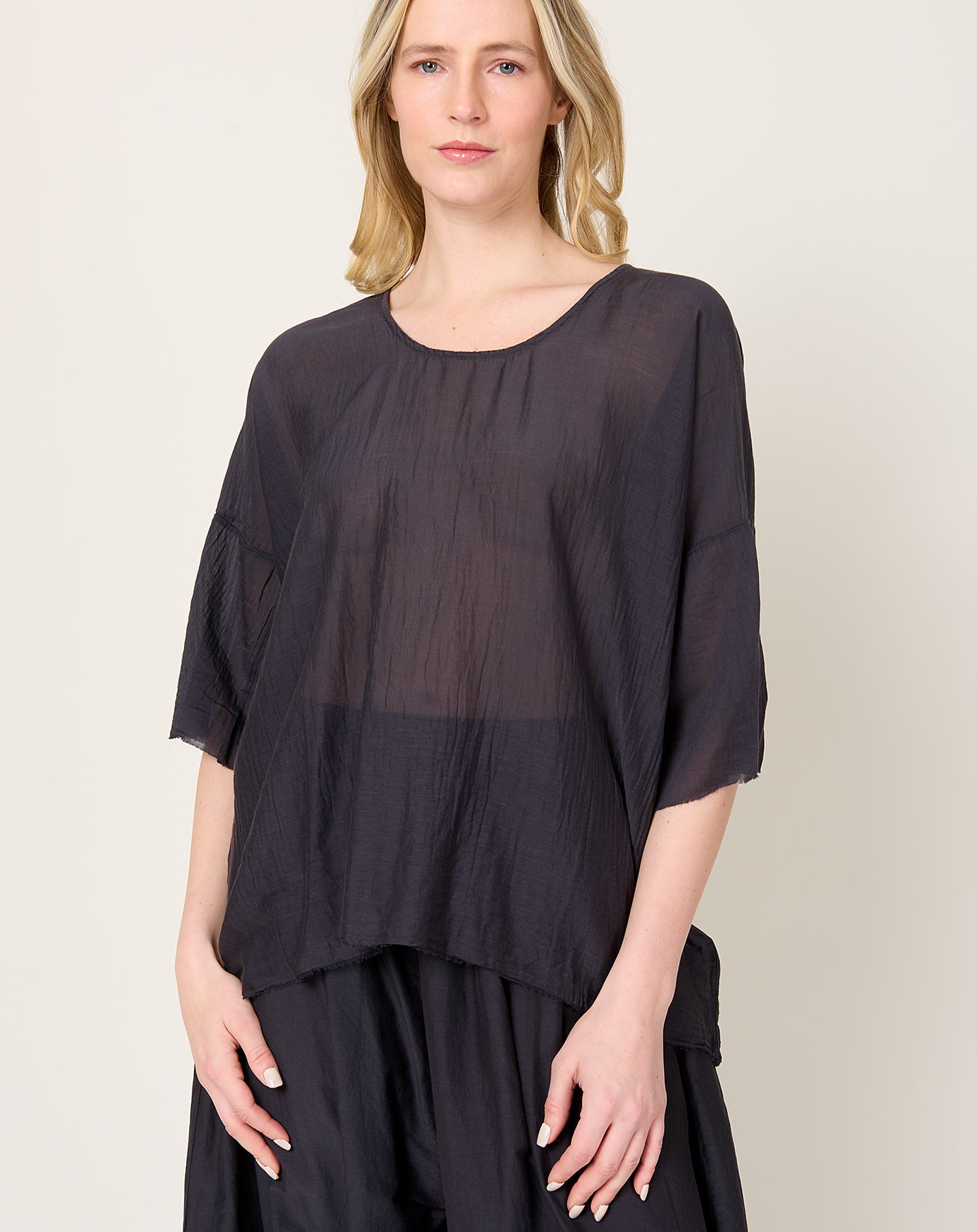 Black Crane Oversized Top in Faded Black