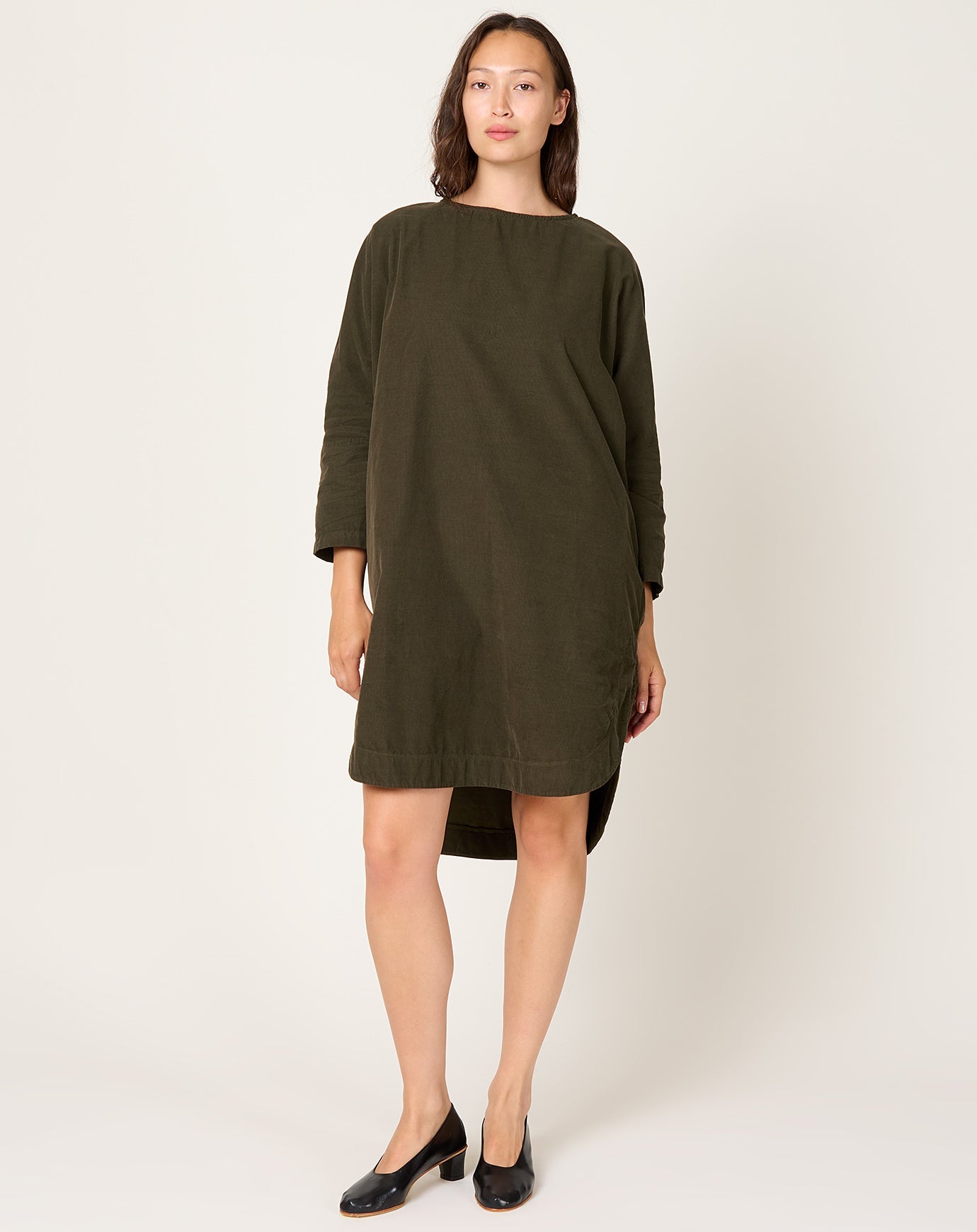 Black Crane Painter Dress in Dark Forest
