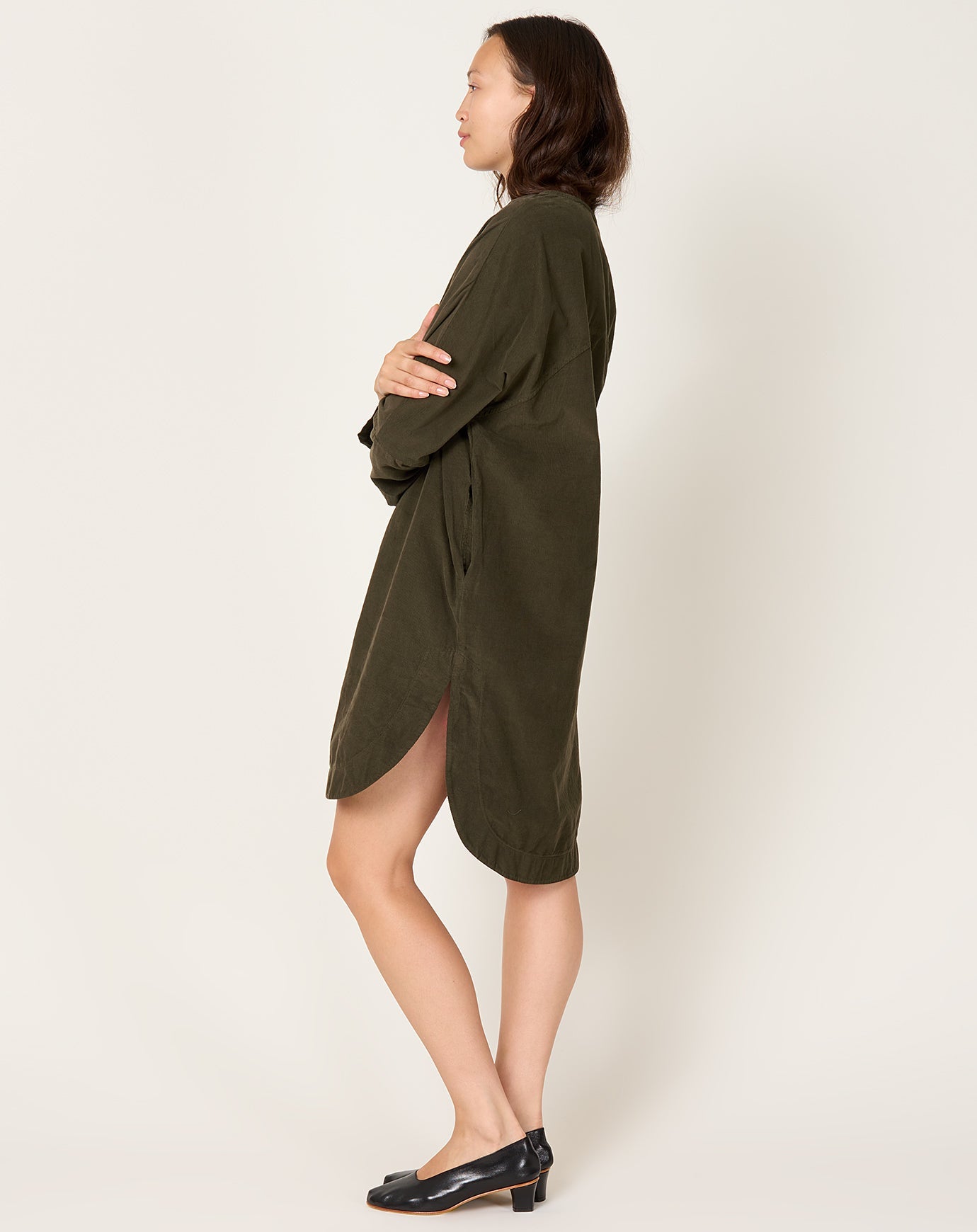 Black Crane Painter Dress in Dark Forest