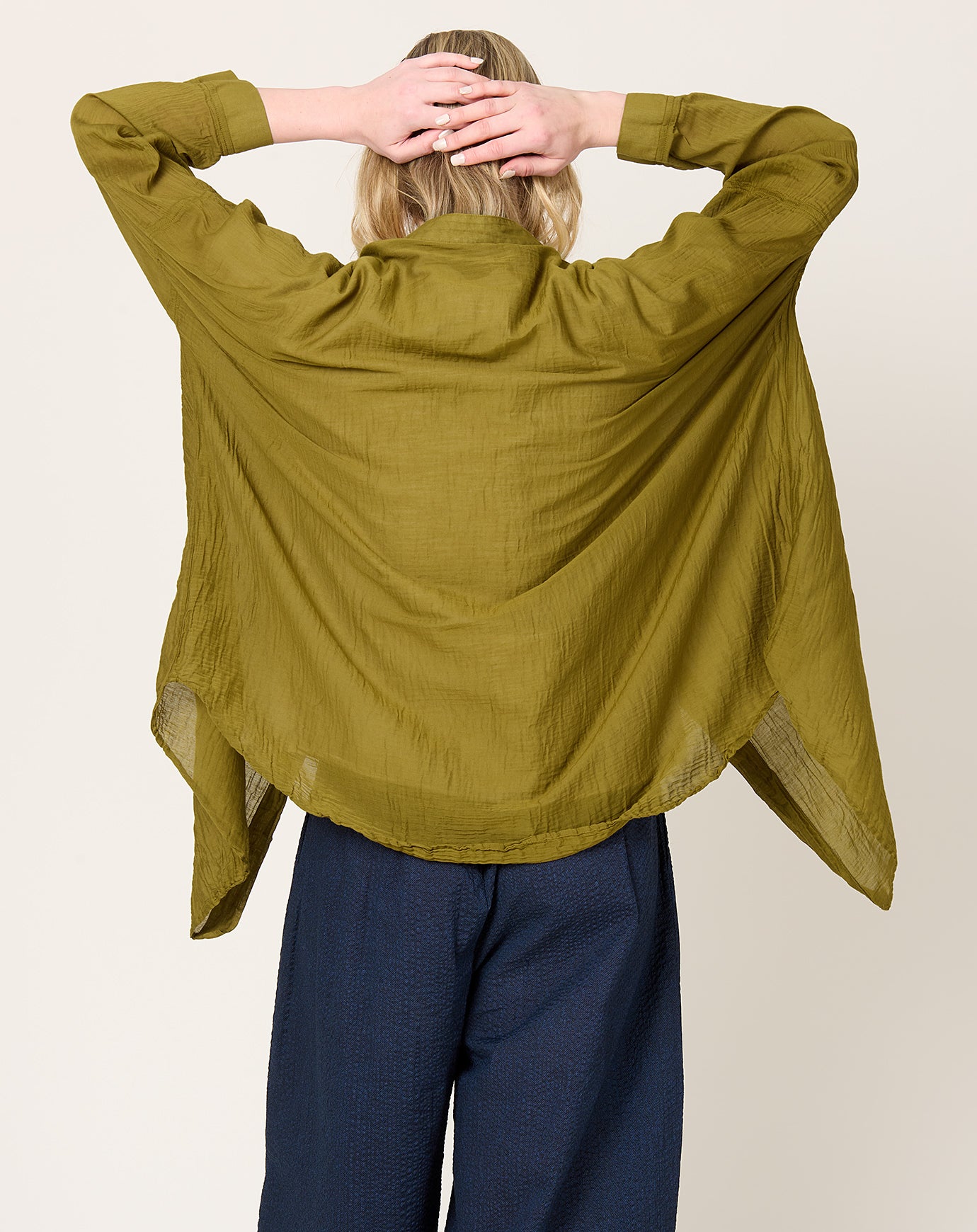 Black Crane Square Shirt in Dark Olive