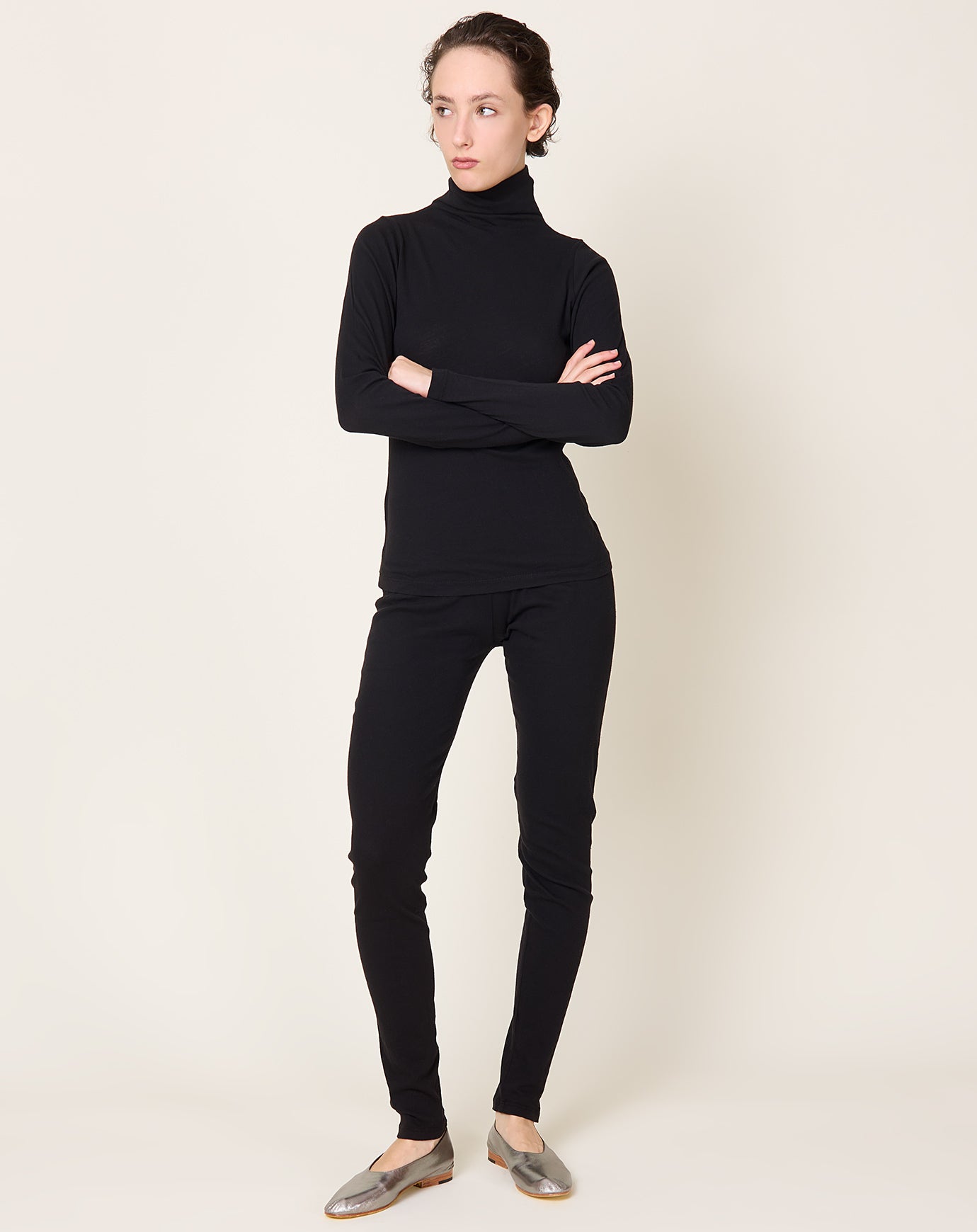 Black Crane Turtleneck Long Sleeve in Black