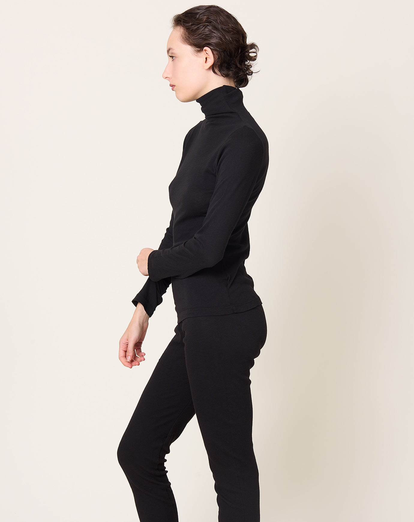 Black Crane Turtleneck Long Sleeve in Black