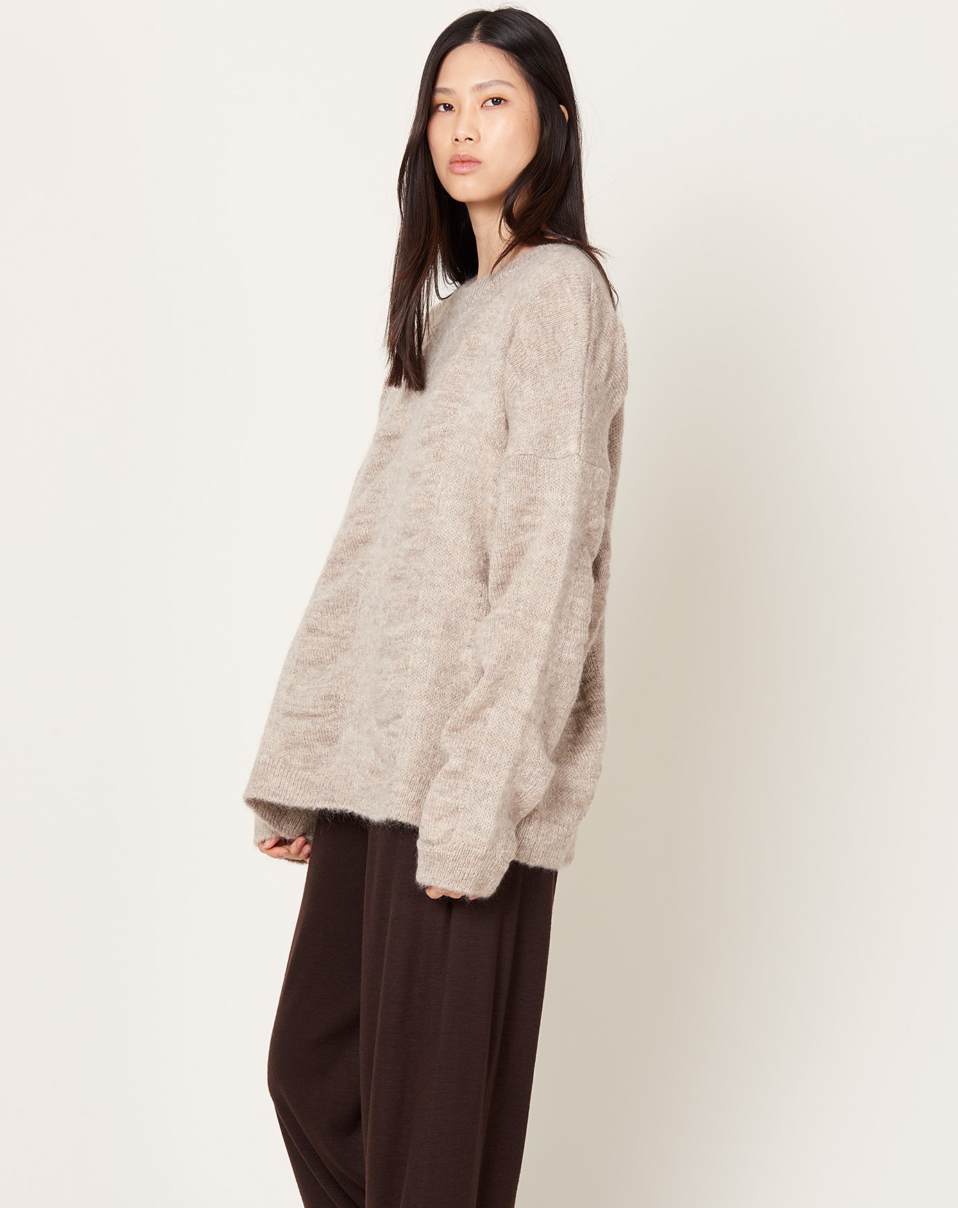 Black Crane Waterfall Sweater in Natural