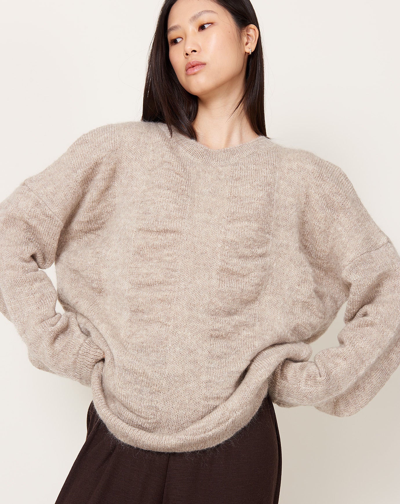 Black Crane Waterfall Sweater in Natural