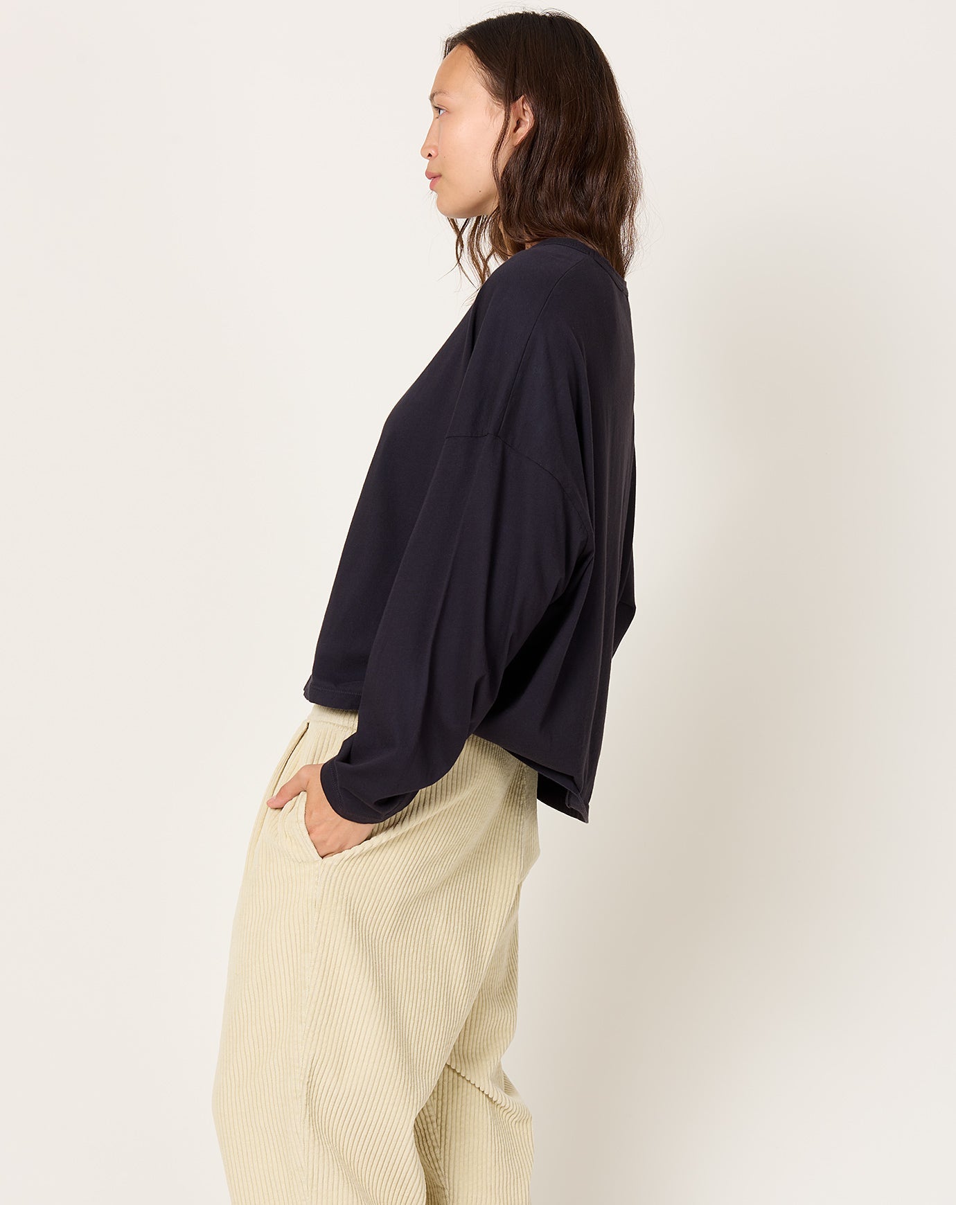 Black Crane Wide L/S Tee in Black